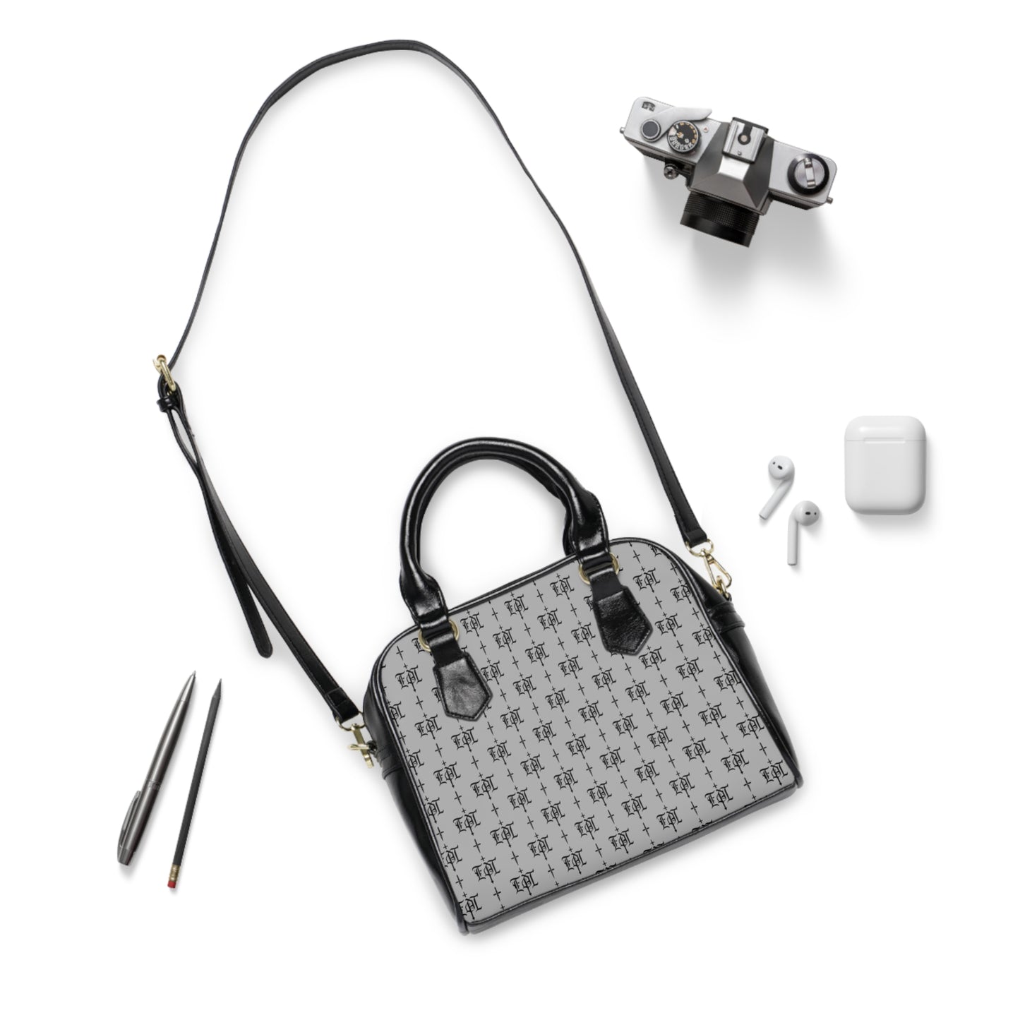 FDT Purse Woke Anti Trump Liberal Purse |Monogram Grey Shoulder Handbag — Elegant Patterned Satchel Purse