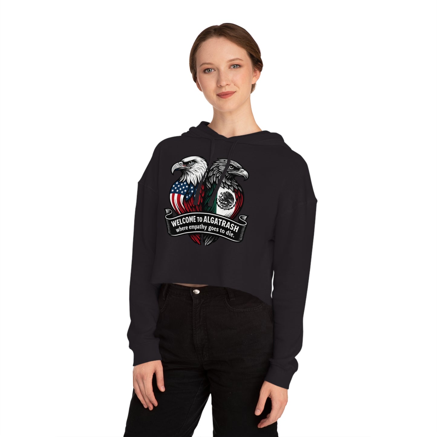 Alcatraz Apparel Cropped Hoodie with Eagle Design, Alcatrash Unique Sweatshirt for Women, Perfect for Casual Wear, Gift for Friends, Trendy Autumn Wear