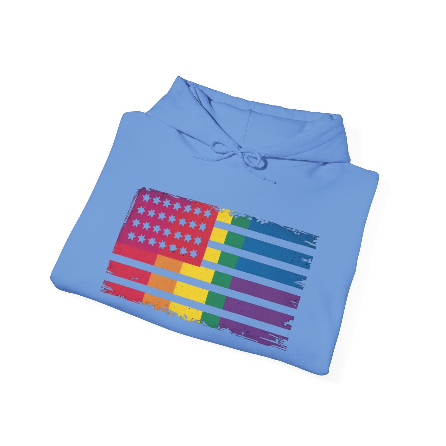 Pride American Flag Hoodie - Unisex Heavy Blend Sweatshirt
