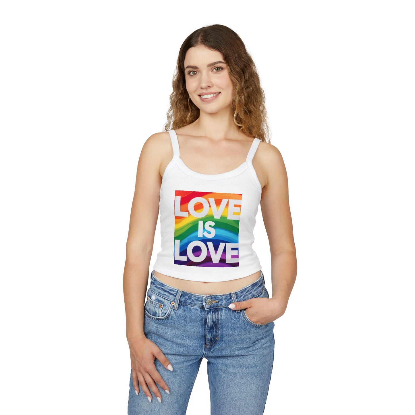 Pride tank top Rainbow Love Is Love Spaghetti Strap Tank Top