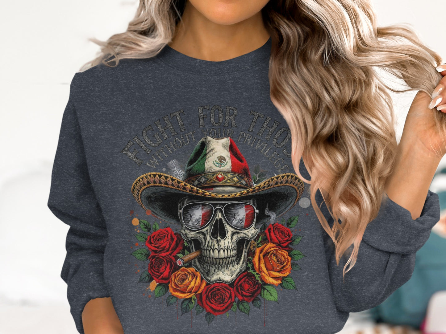 Fight for This Skull with Hat Sweatshirt product