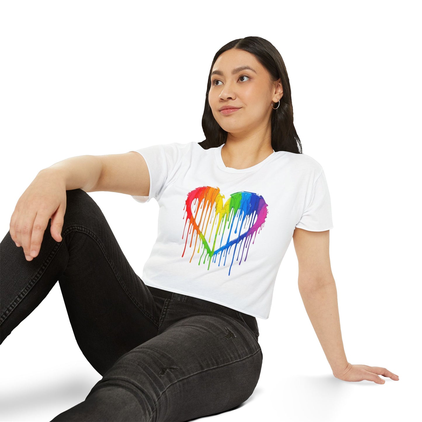 Pride corp top Rainbow Heart Women’s Festival Crop Top - Vibrant and Fun Summer Wear