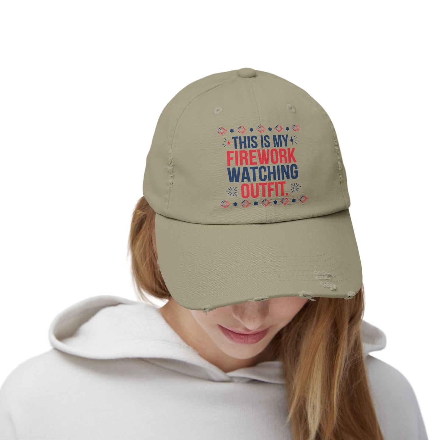 Firework Watching Cap - Unisex Distressed Hat for Celebrations
