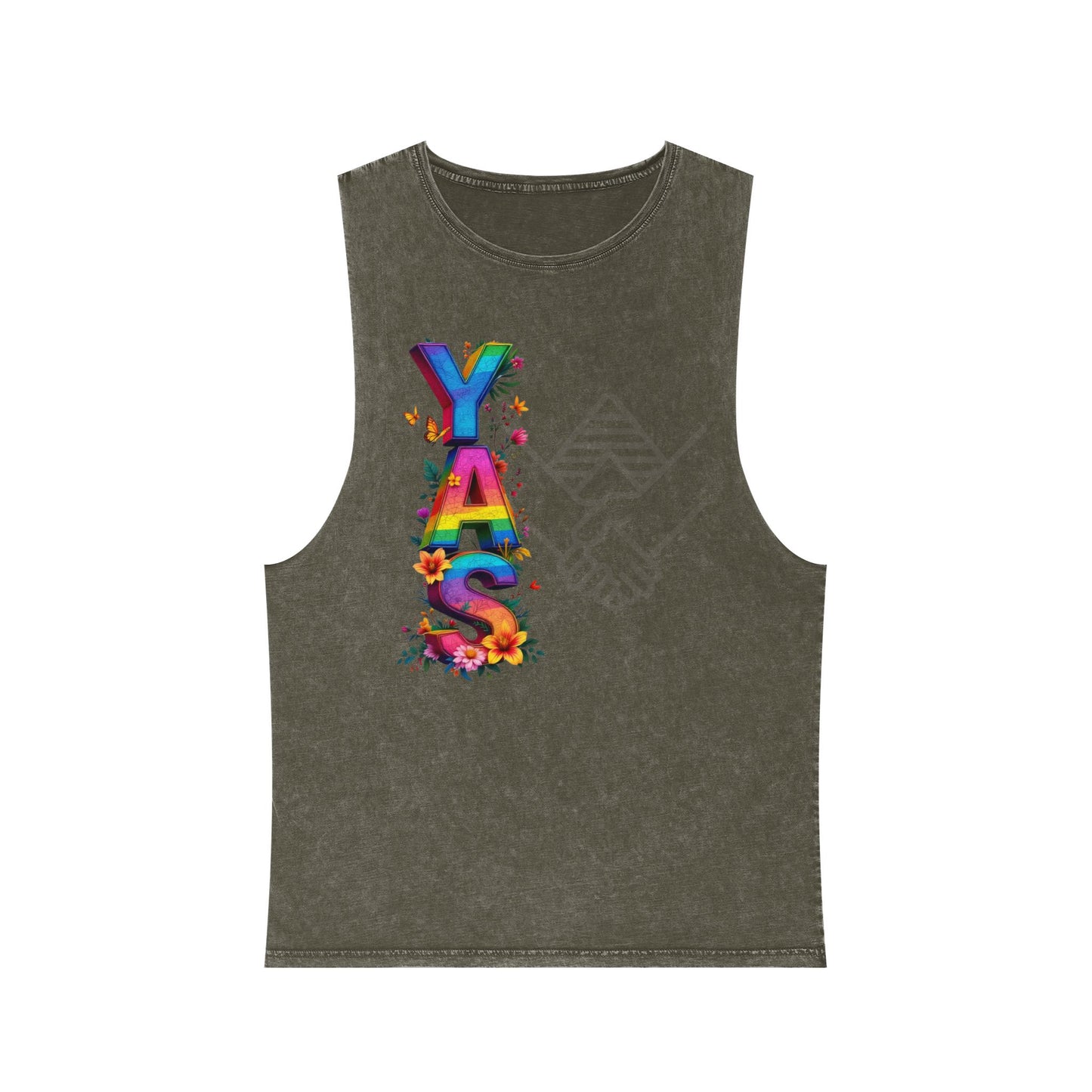 YAS Stonewash Tank Top - Vibrant Floral Pride Tee for Summer Celebrations