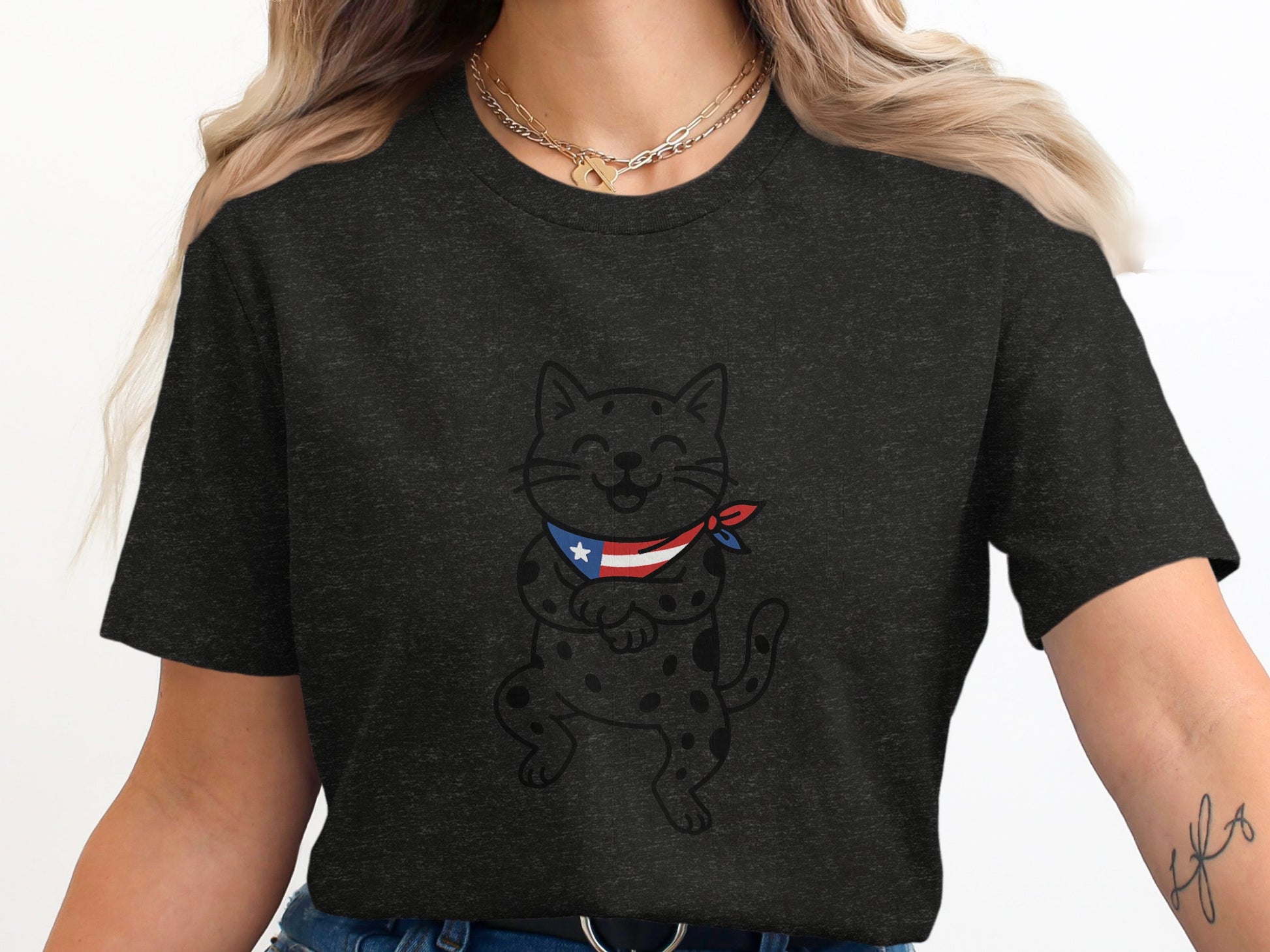American Flag Happy Cat Graphic T-Shirt product type
