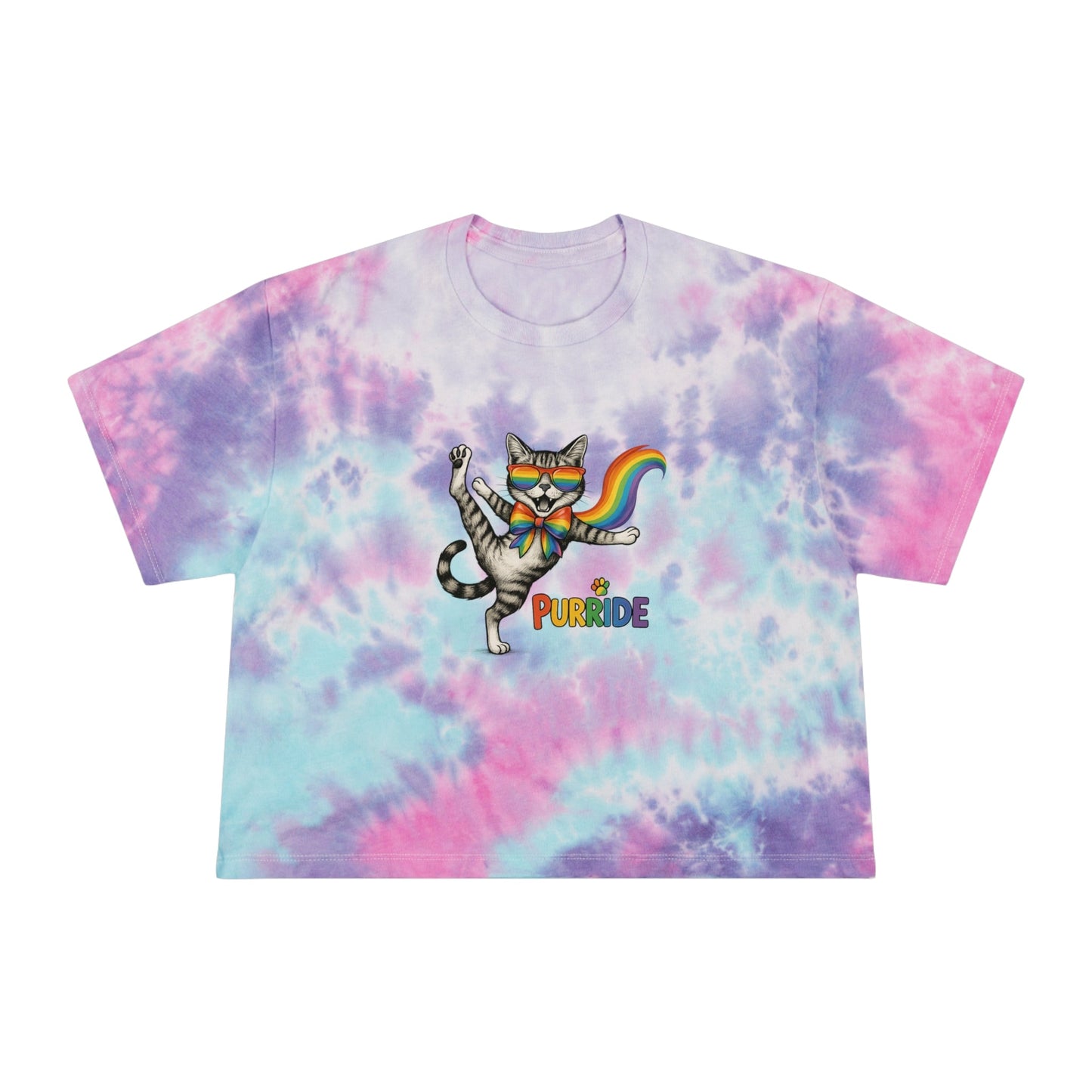 Pride Purr Ride Tie-Dye Crop Tee for Women