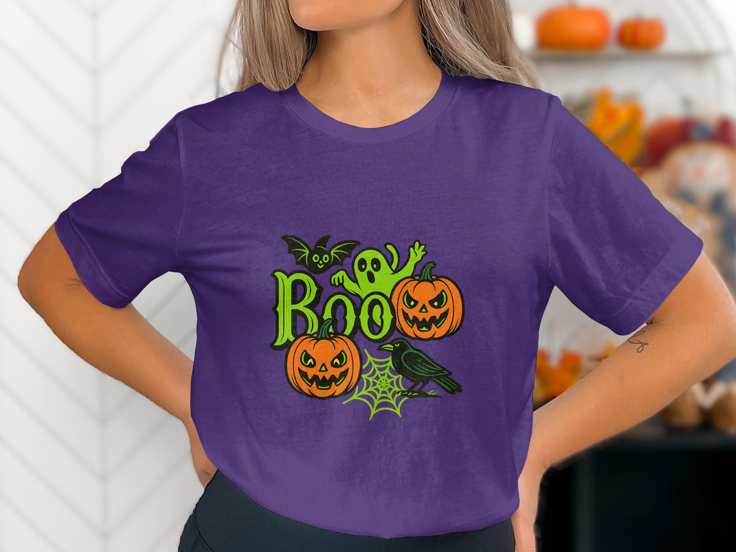 Boo Halloween Ghost Pumpkin Crow Bat T-shirt product
