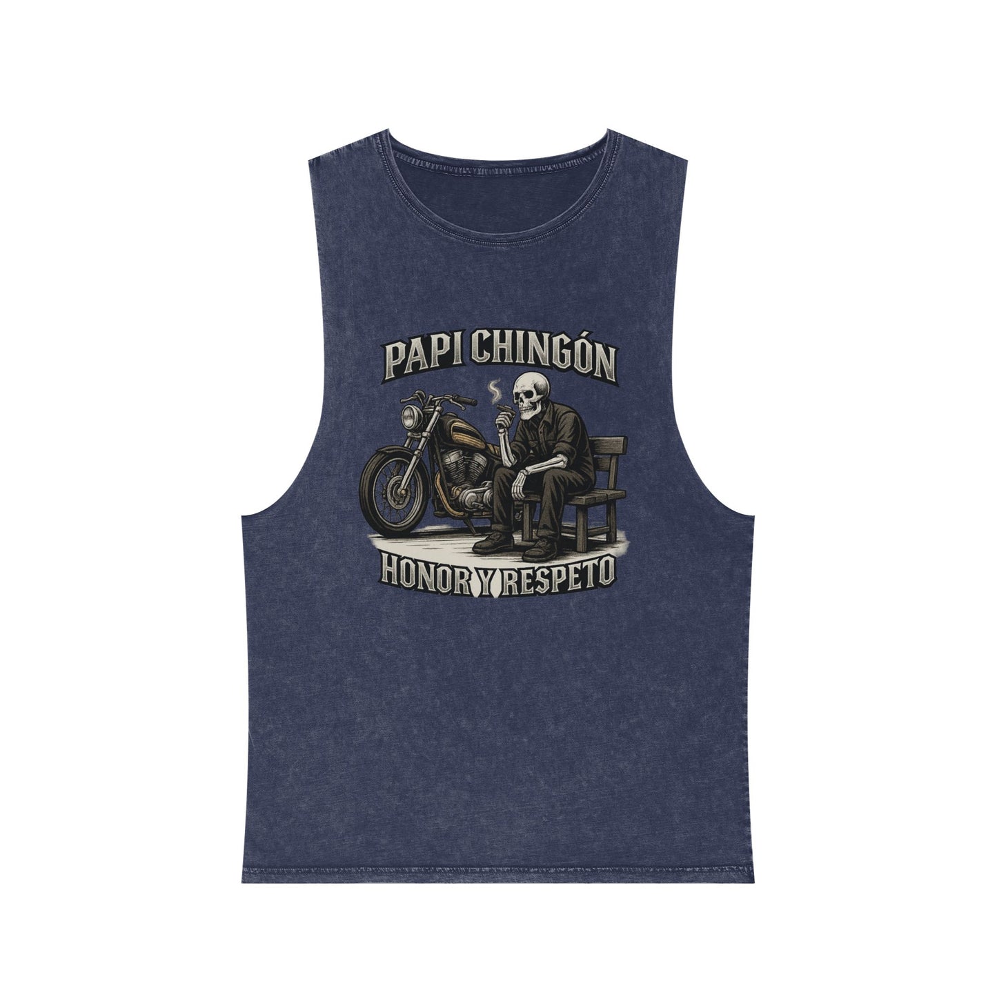 Skull Moto Graphic Tank Top - Papi Chingón, Unisex Summer Apparel, Motorcycle Gift, Festival Wear, Casual Vintage Style
