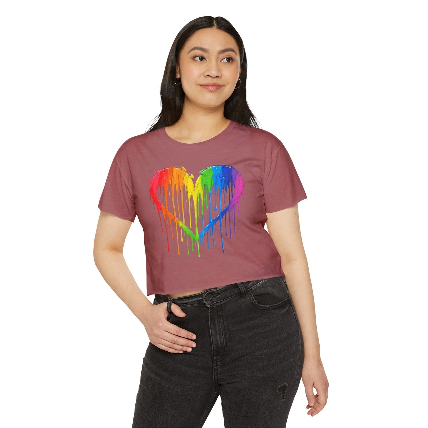 Pride corp top Rainbow Heart Women’s Festival Crop Top - Vibrant and Fun Summer Wear