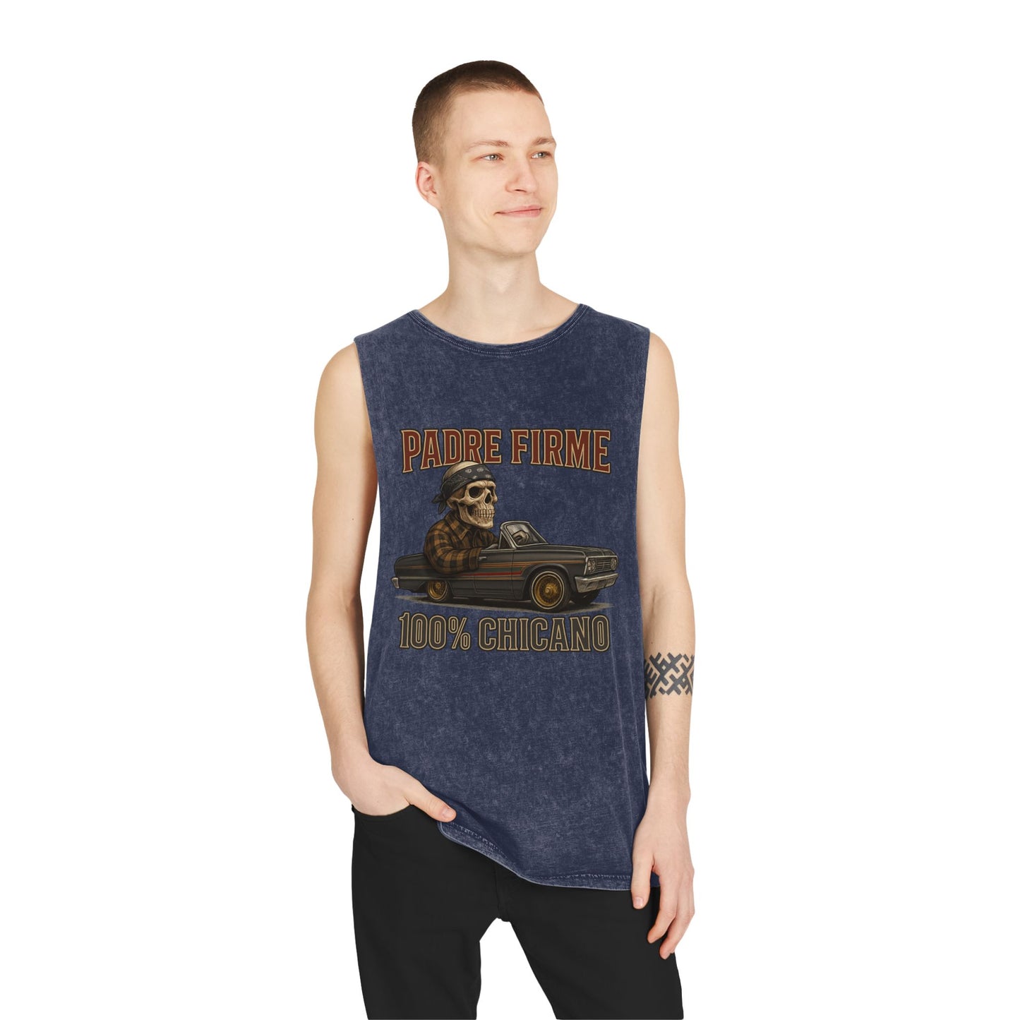 Chicano-Inspired Stonewash Tank Top, Vintage Vibe Tee, Perfect for Summer, Festival Wear, Ideal Gift for Music Lovers