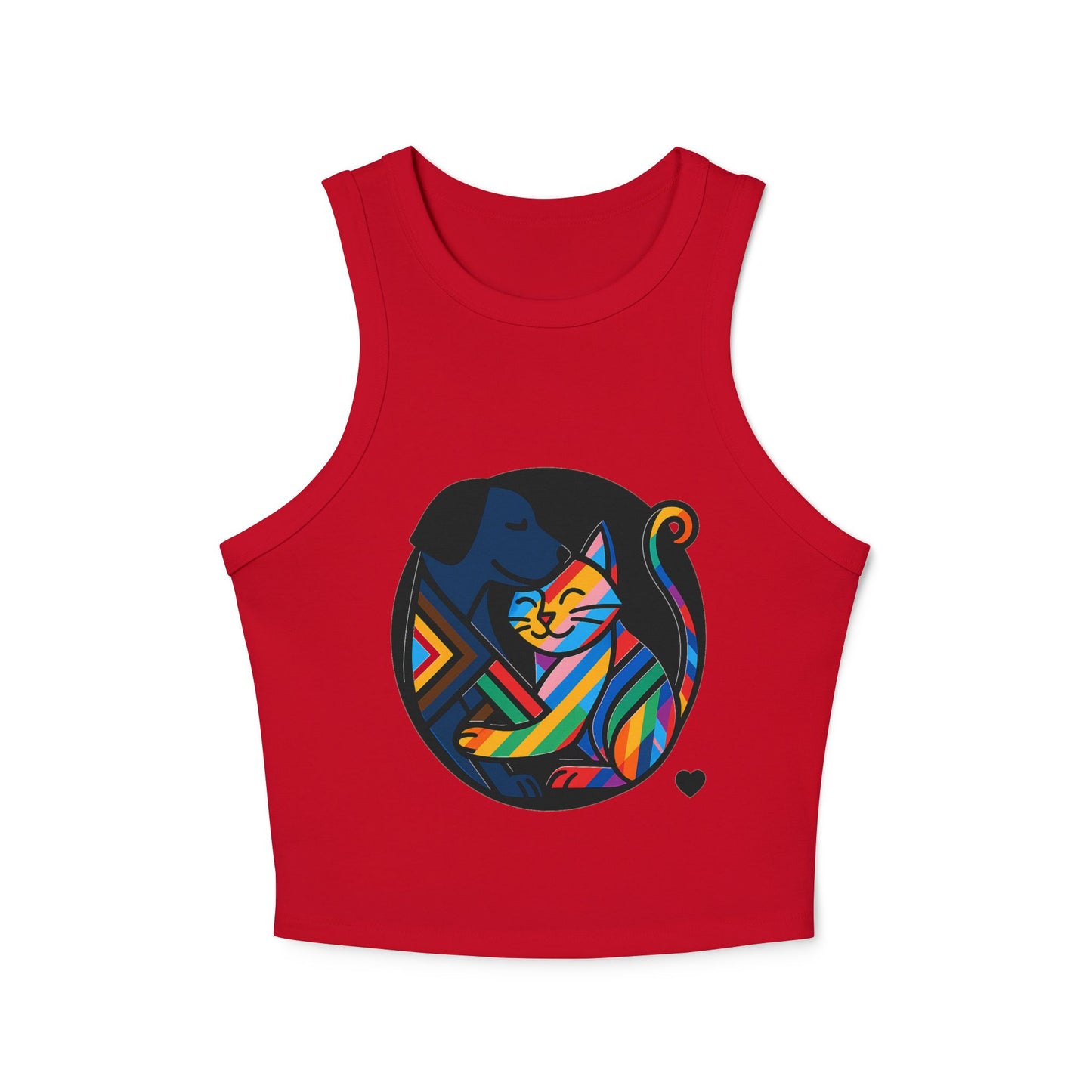 Pride tank top Colorful Animal Love Women's Racer Tank Top - Cute Cat and Dog Design