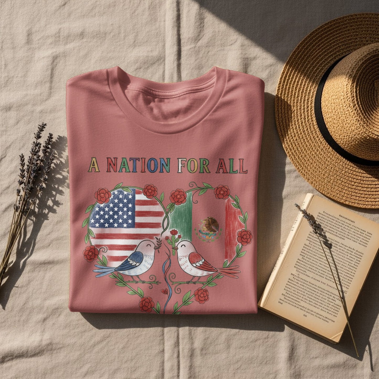 A Nation For All Graphic Tee Heart Dove Print product