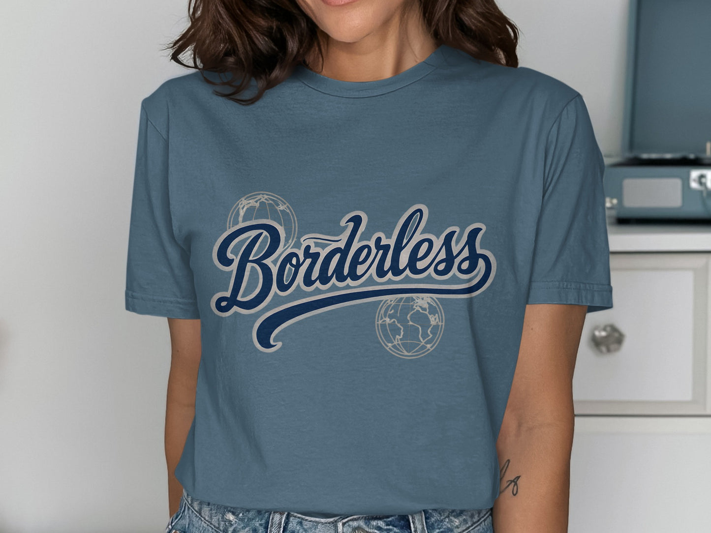 Borderless Globe Design Graphic Tee Shirt product