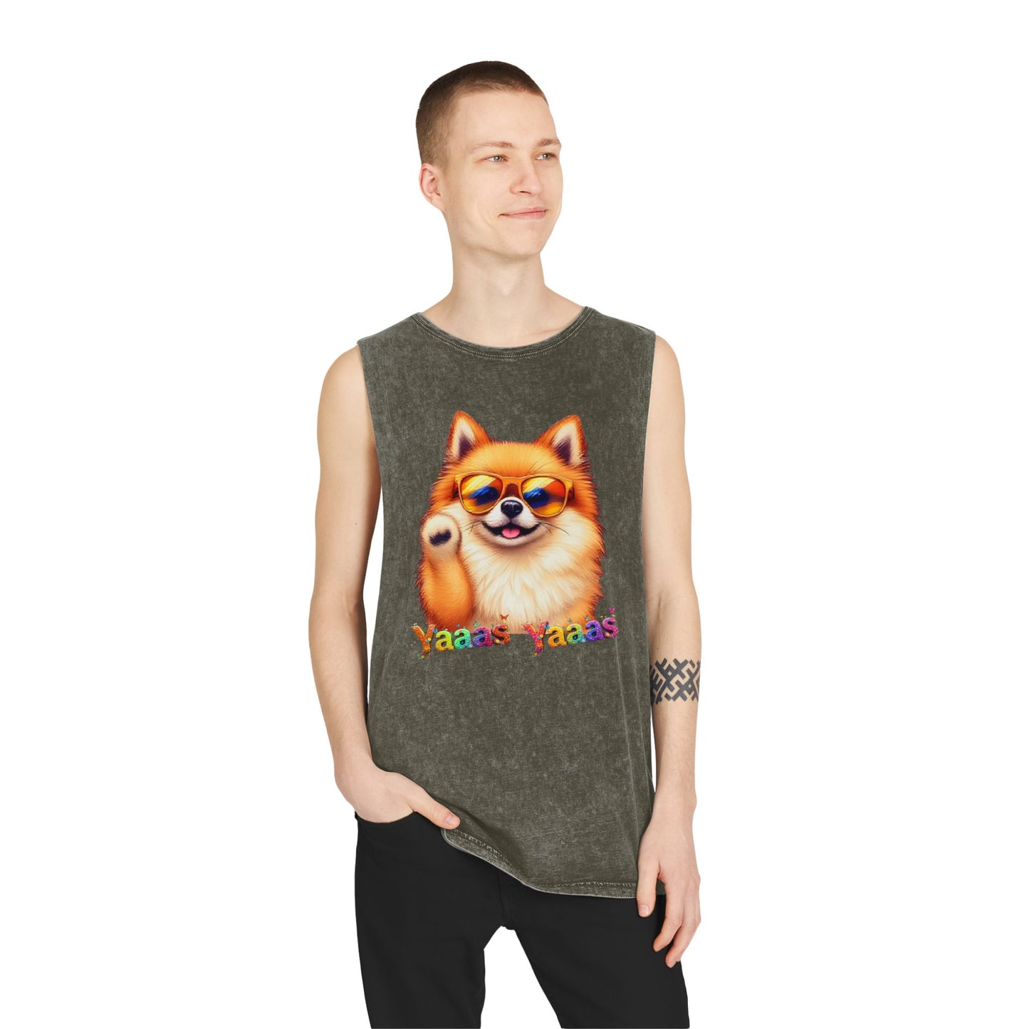 Yaaas Yaaas Unisex Stonewash Tank Top - Trendy Dog Lover Apparel