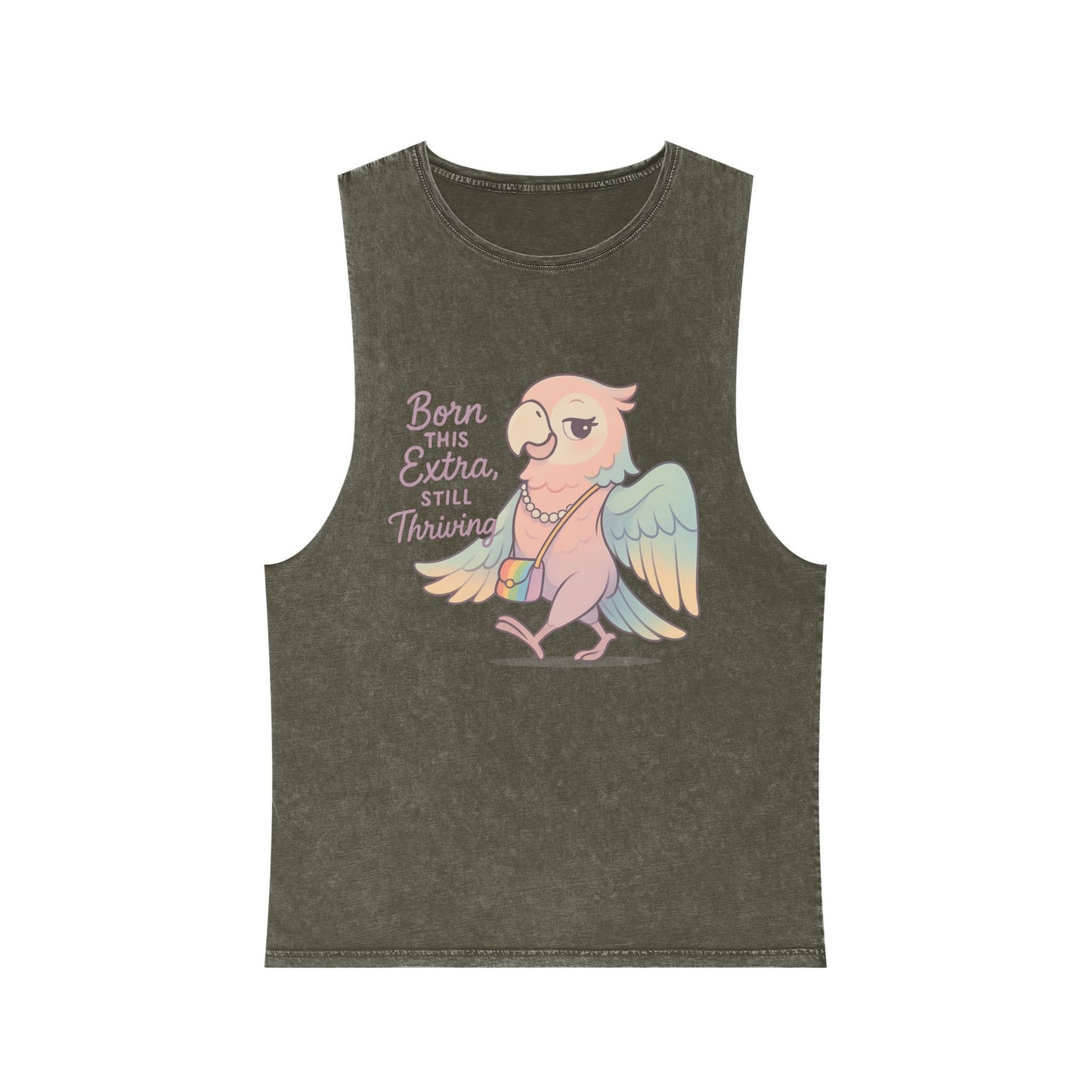 Unisex Stonewash Tank Top - Born This Extra, Summer Wear, Casual Tank, Gift for Her, Festival Top, Beach Outfit