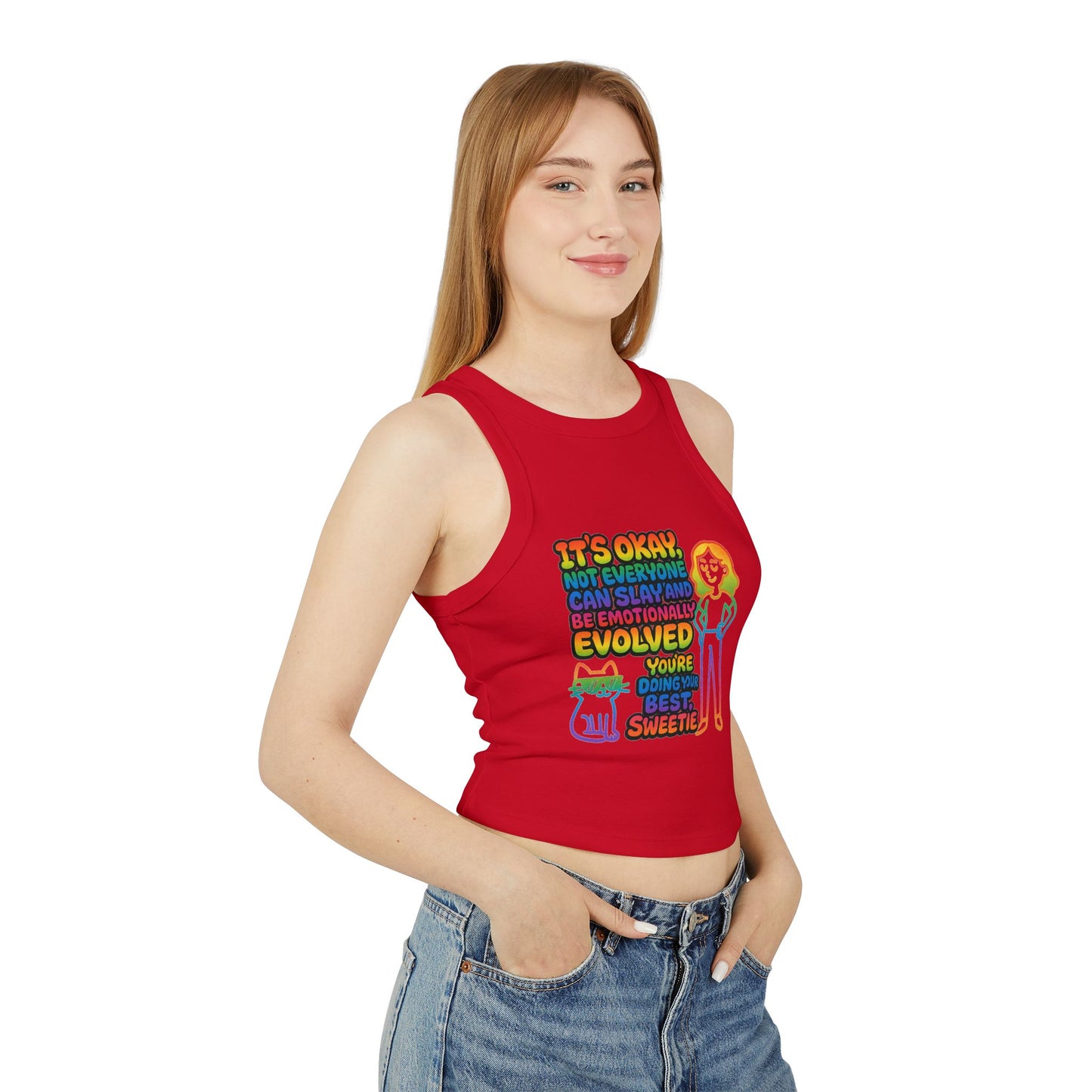 Pride Tank Top Motivational Women's Racer Tank Top - "You're Doing Your Best, Sweetie" - Fix America Merch
