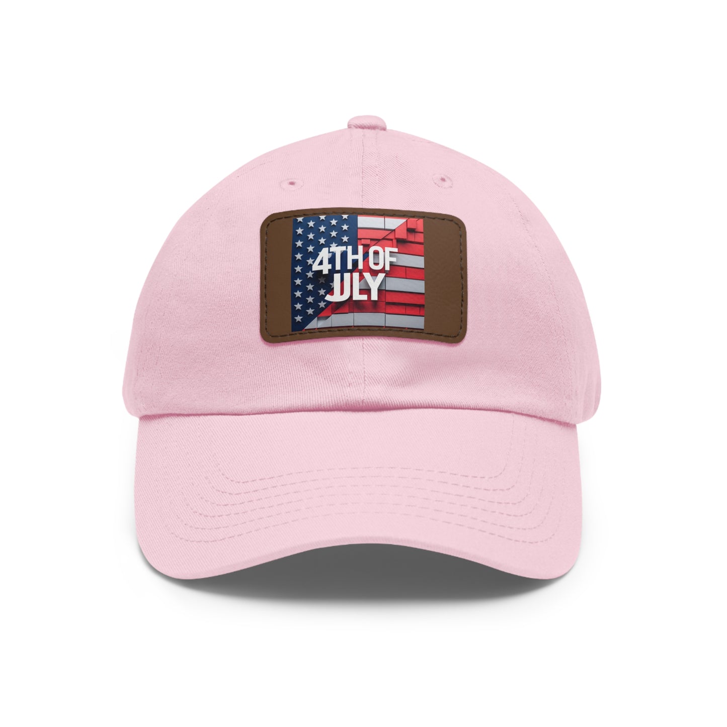 4th of July Dad Hat with Leather Patch - Patriotic Cap for Independence Day
