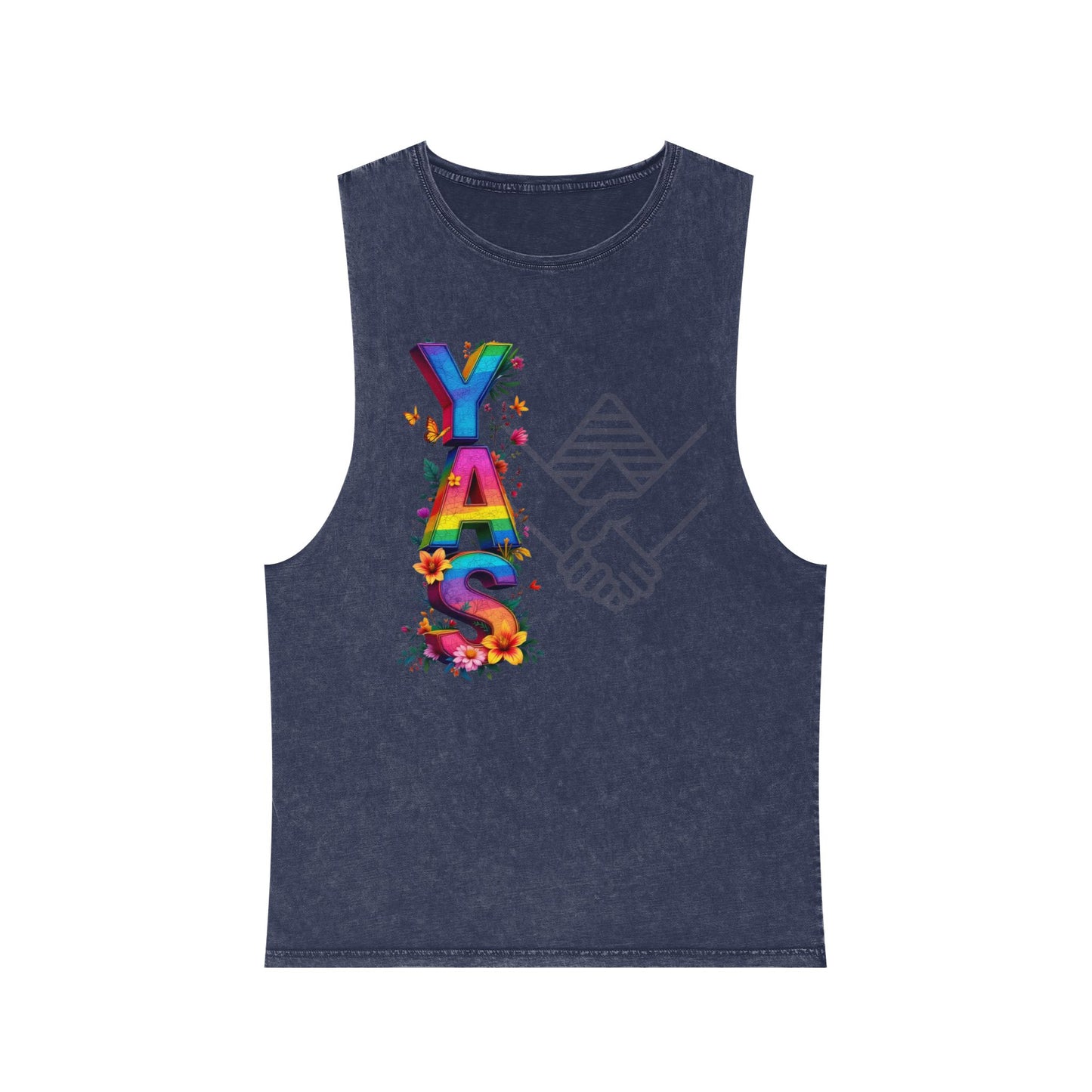 YAS Stonewash Tank Top - Vibrant Floral Pride Tee for Summer Celebrations