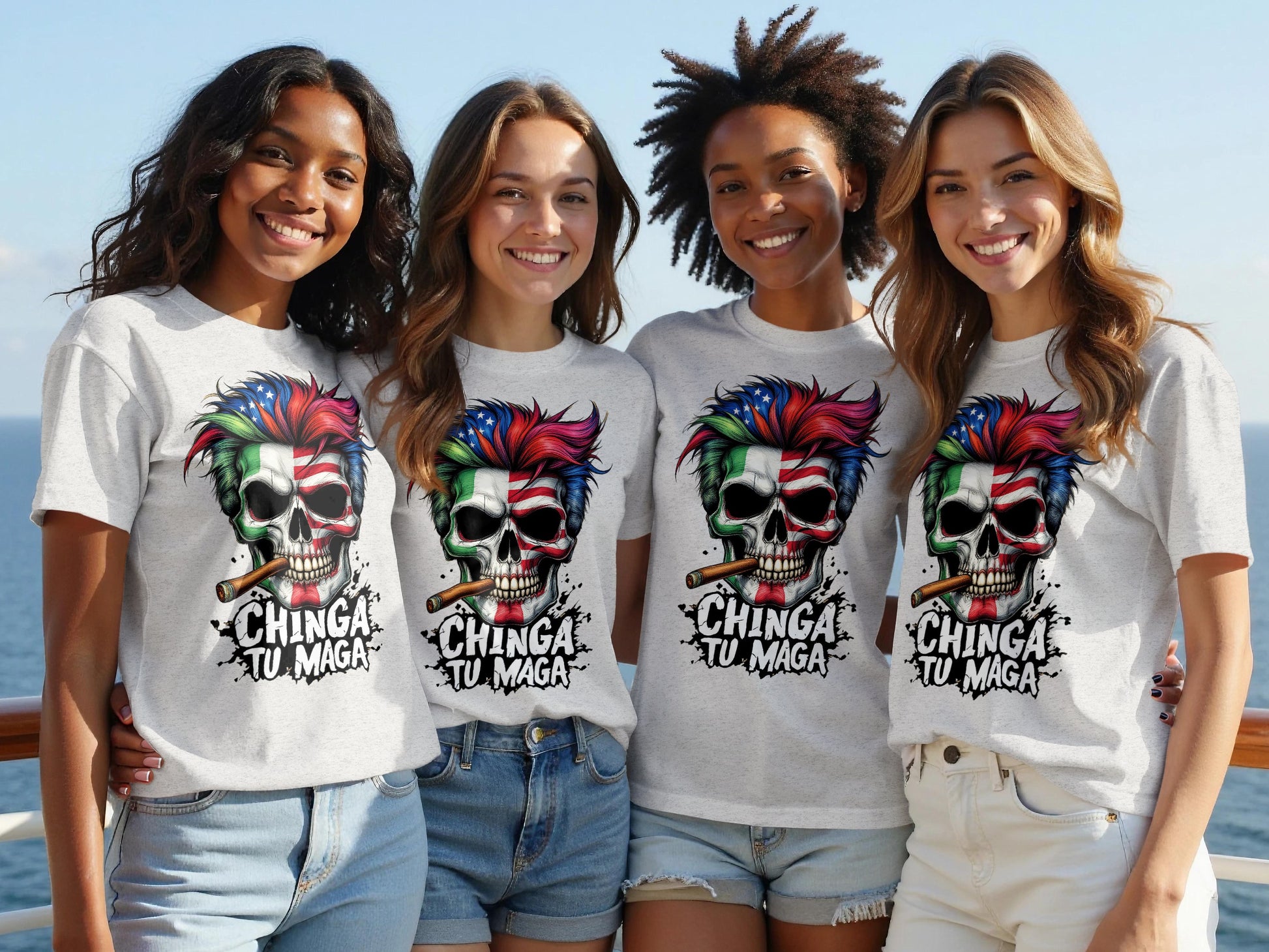 Colorful Skull Chinga Tu Maga Graphic Tee product type