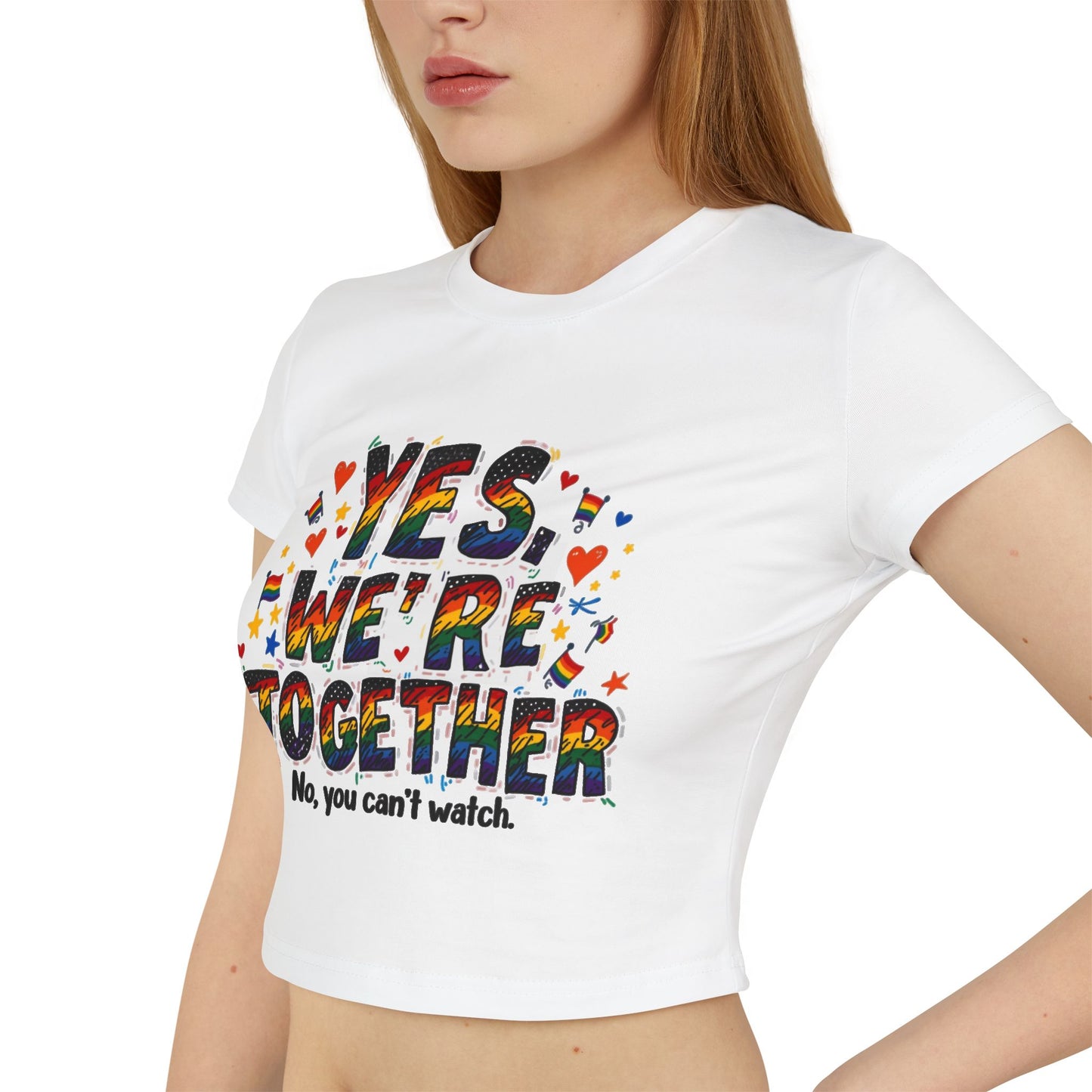 Colorful Yes We're Together Baby Tee - Cute Casual Top for Fun Gatherings