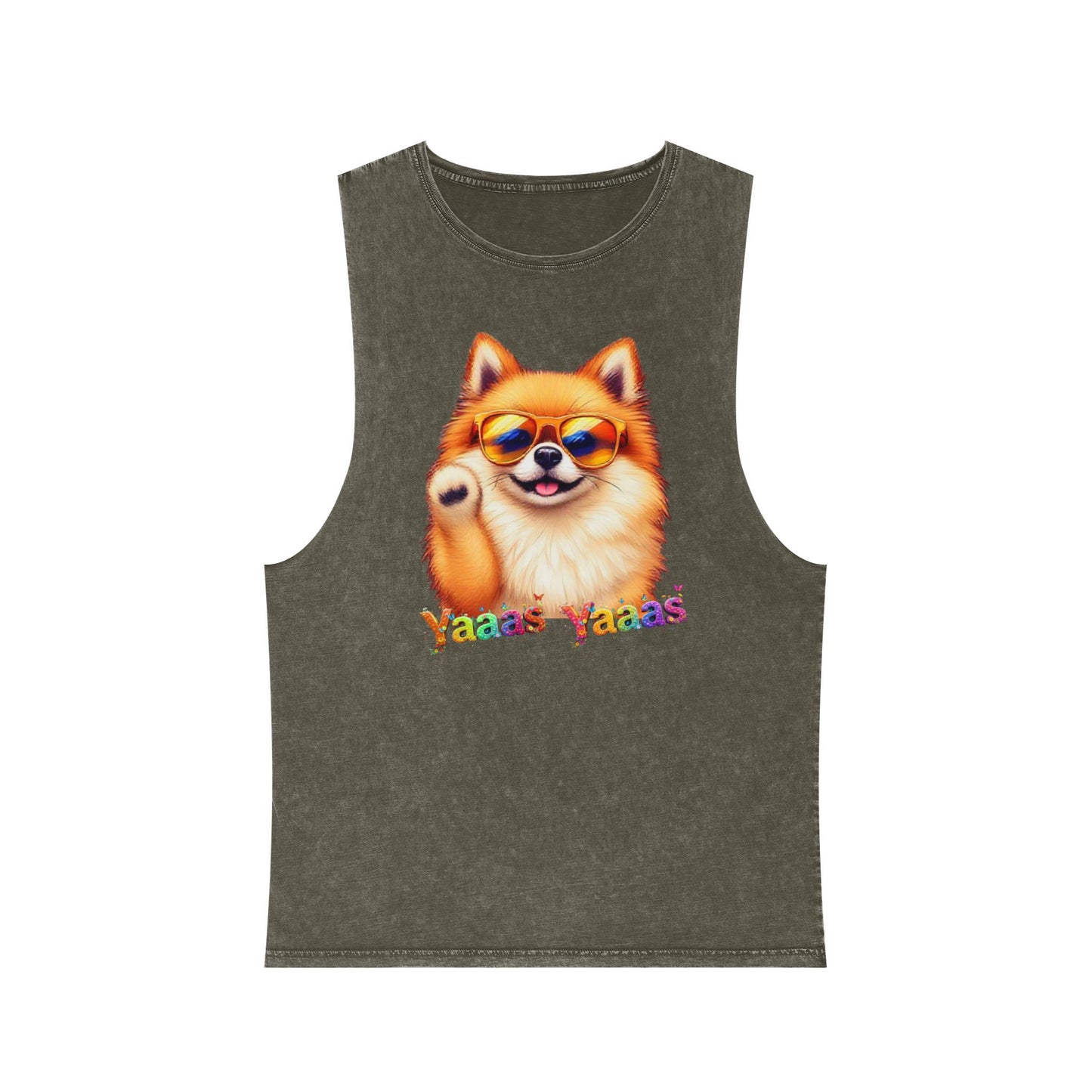 Yaaas Yaaas Unisex Stonewash Tank Top - Trendy Dog Lover Apparel
