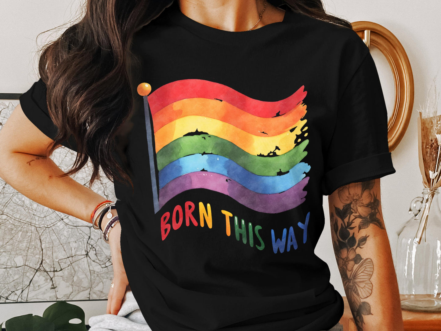 Born This Way Rainbow Flag Graphic T-shirt product
