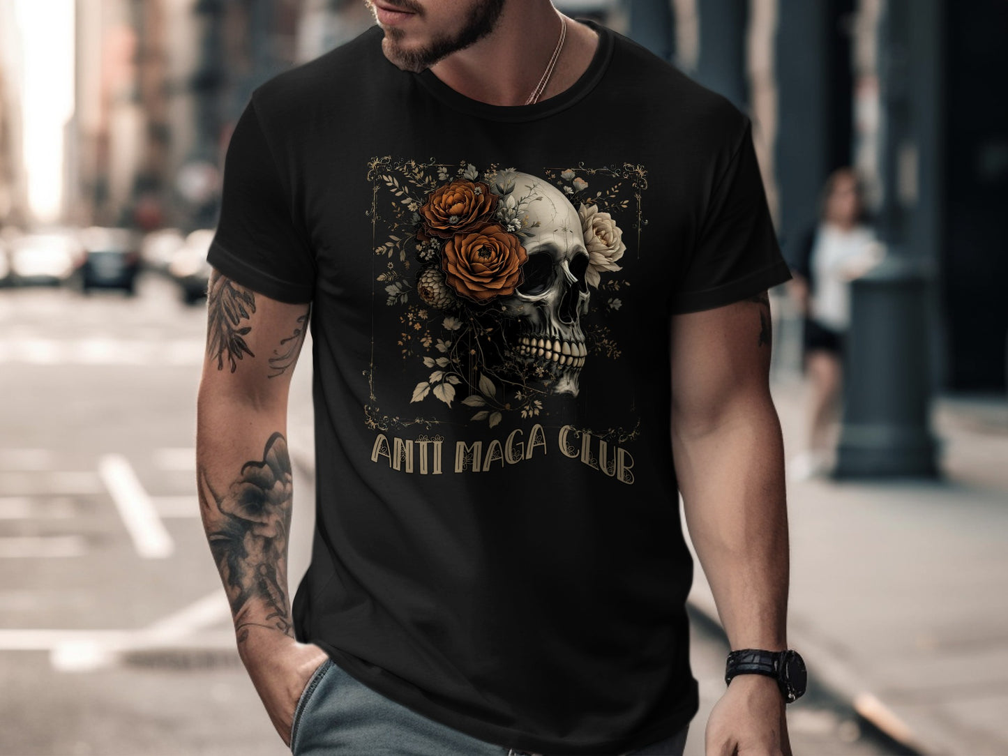 Anti Maga Club Skull Roses Graphic T-Shirt product