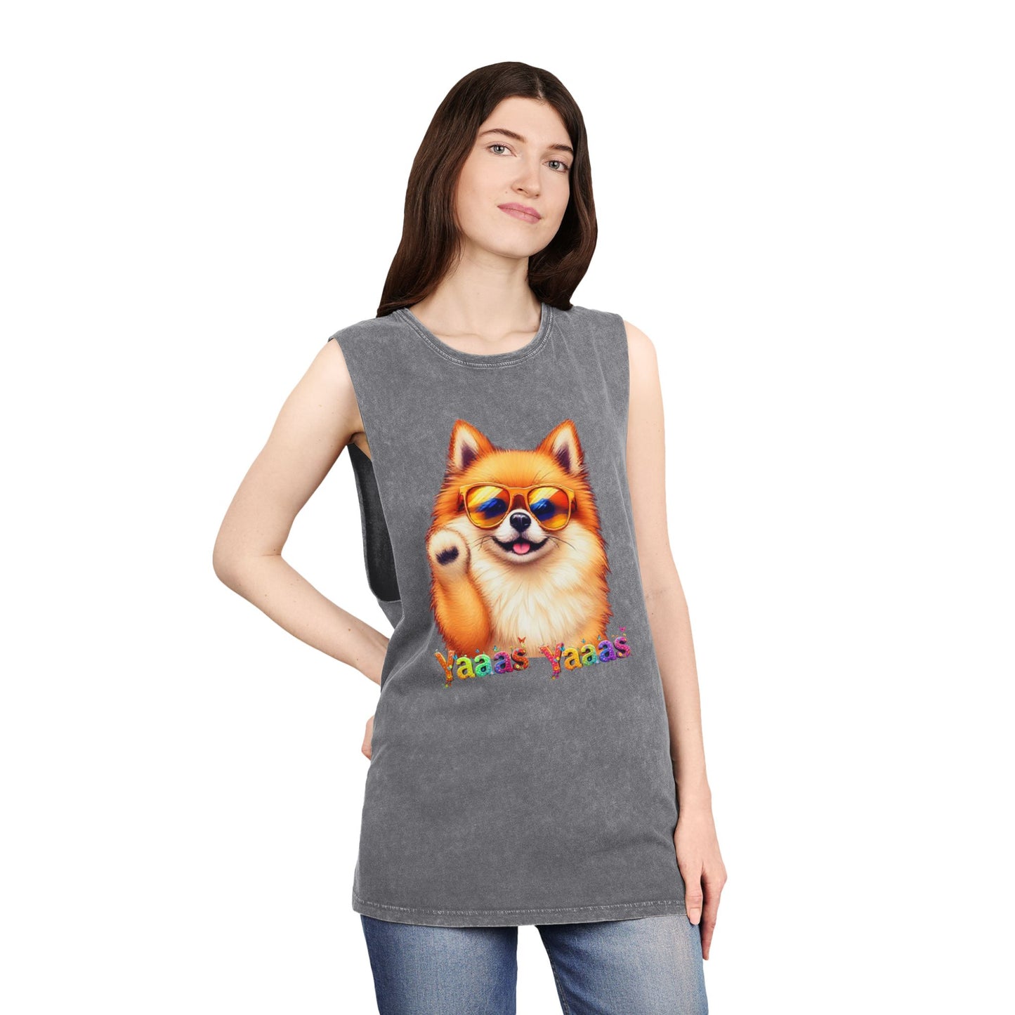 Yaaas Yaaas Unisex Stonewash Tank Top - Trendy Dog Lover Apparel