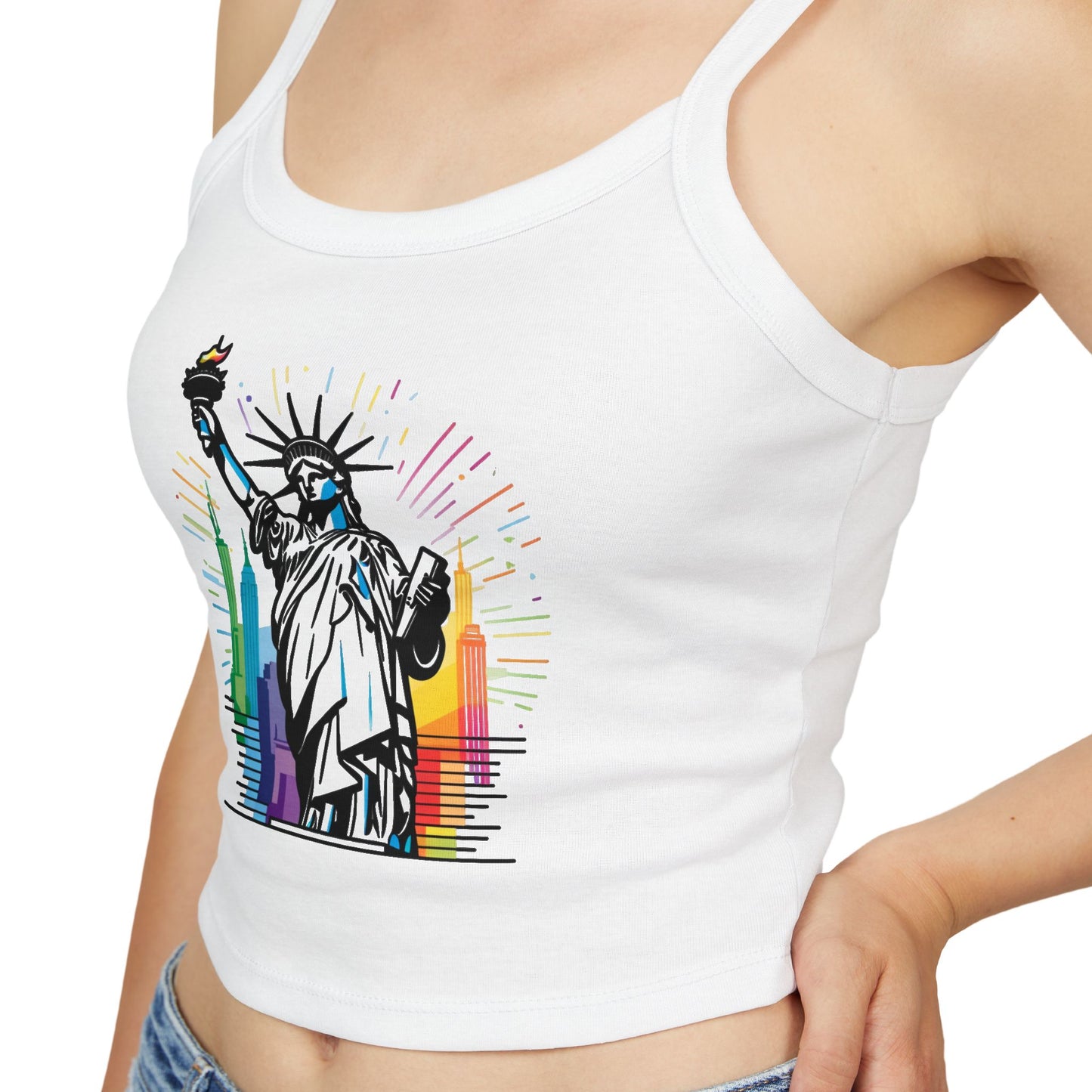 pride tank top Statue of Liberty Women's Spaghetti Strap Tank Top