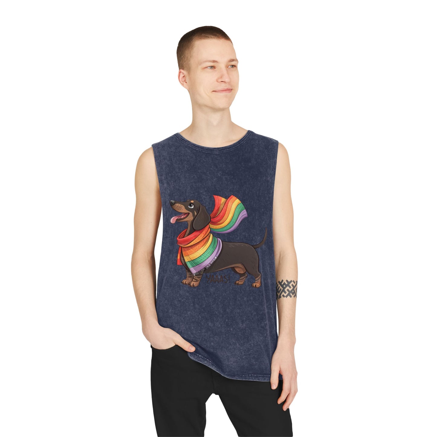 Pride Dachshund Stonewash Tank Top - Unisex Casual Wear