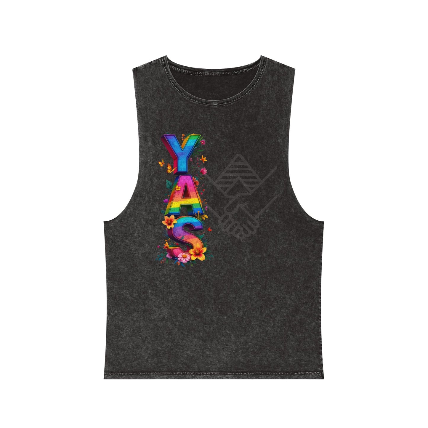 YAS Stonewash Tank Top - Vibrant Floral Pride Tee for Summer Celebrations