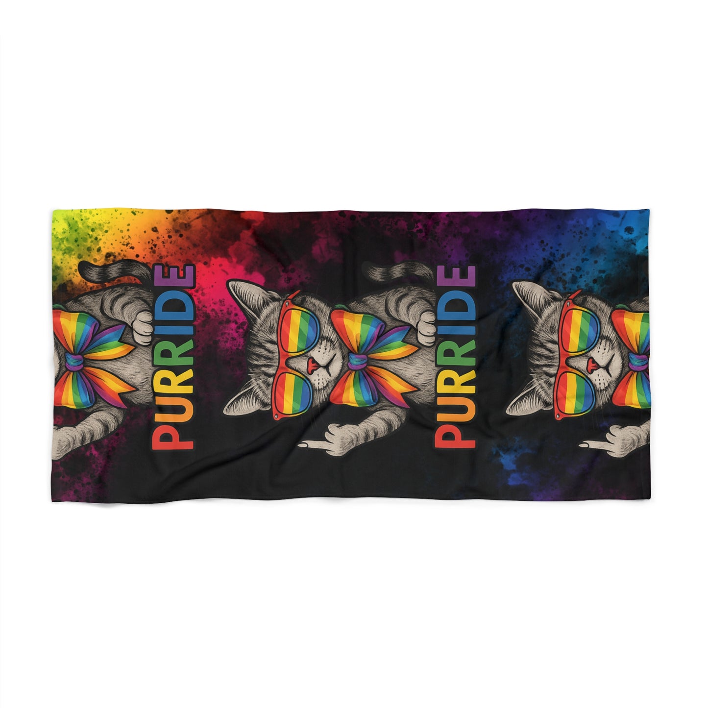 Pride towel Colorful Cat Purride Beach Towel, Fun Summer Towel, Cat Lovers Gift, LGBTQ+ Pride Accessory, Beach Day Essential