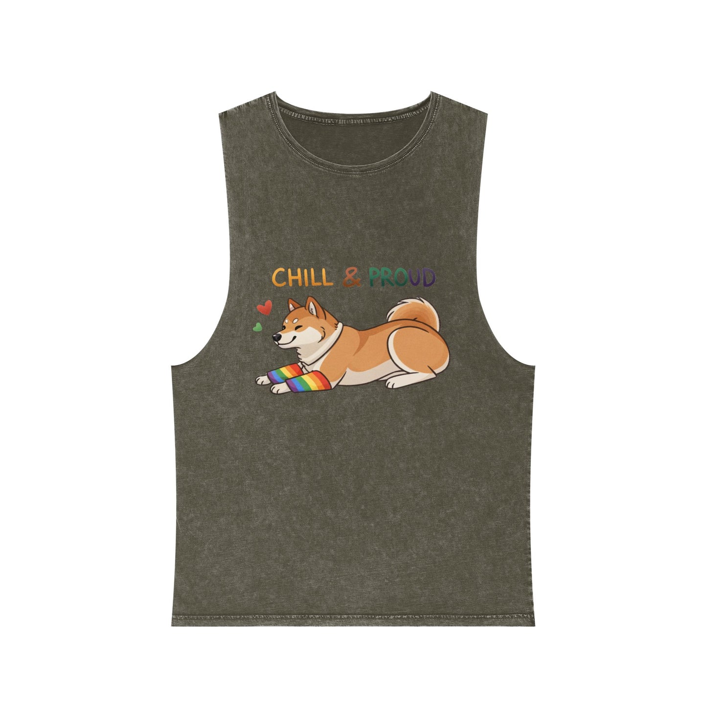 Chill & Proud Unisex Stonewash Tank Top - LGBTQ+ Pride Apparel