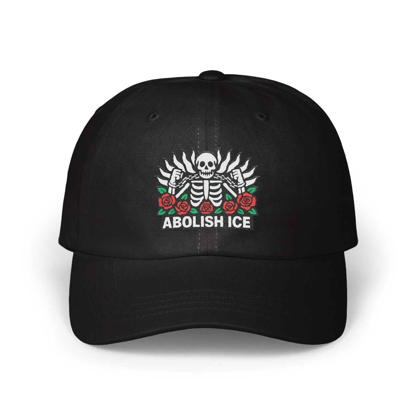 Abolish ICE Skull With Roses Design Black Hat product