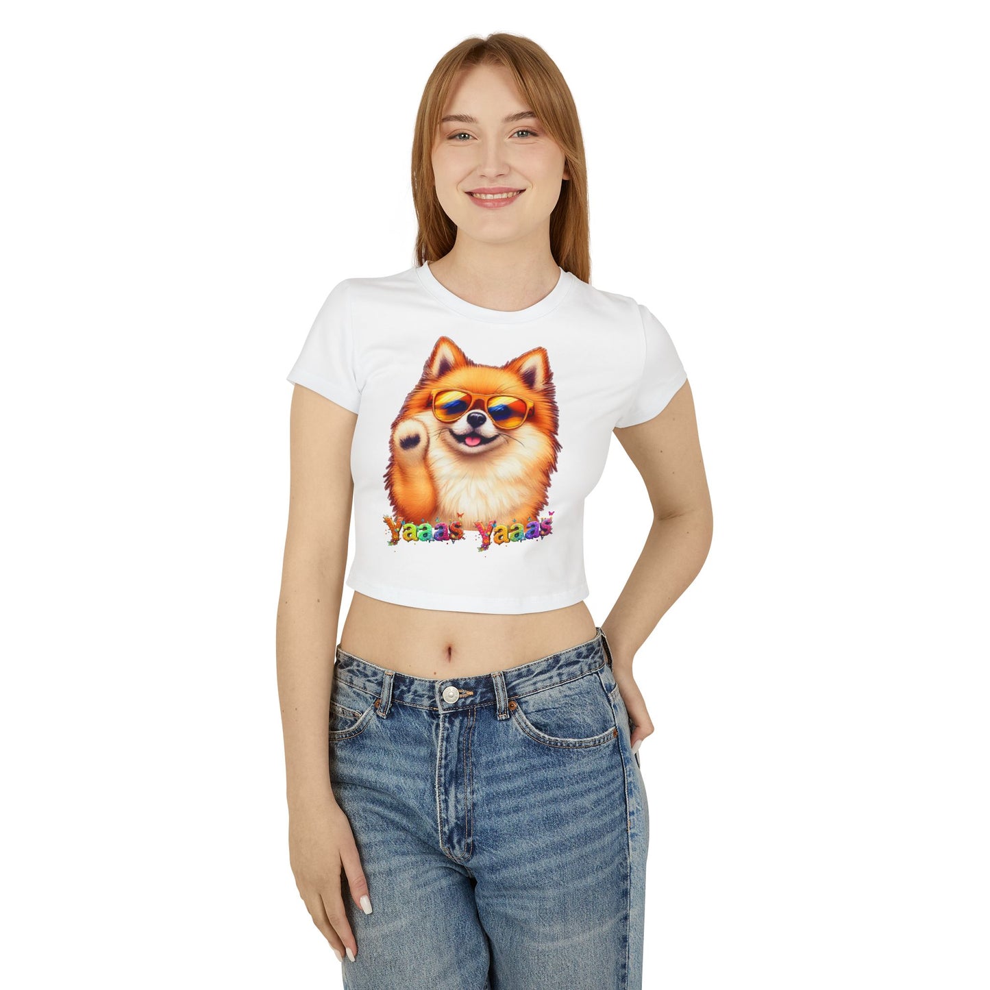 Trendy Women's Baby Tee - 'Yaas Yaas' Pomeranian Design