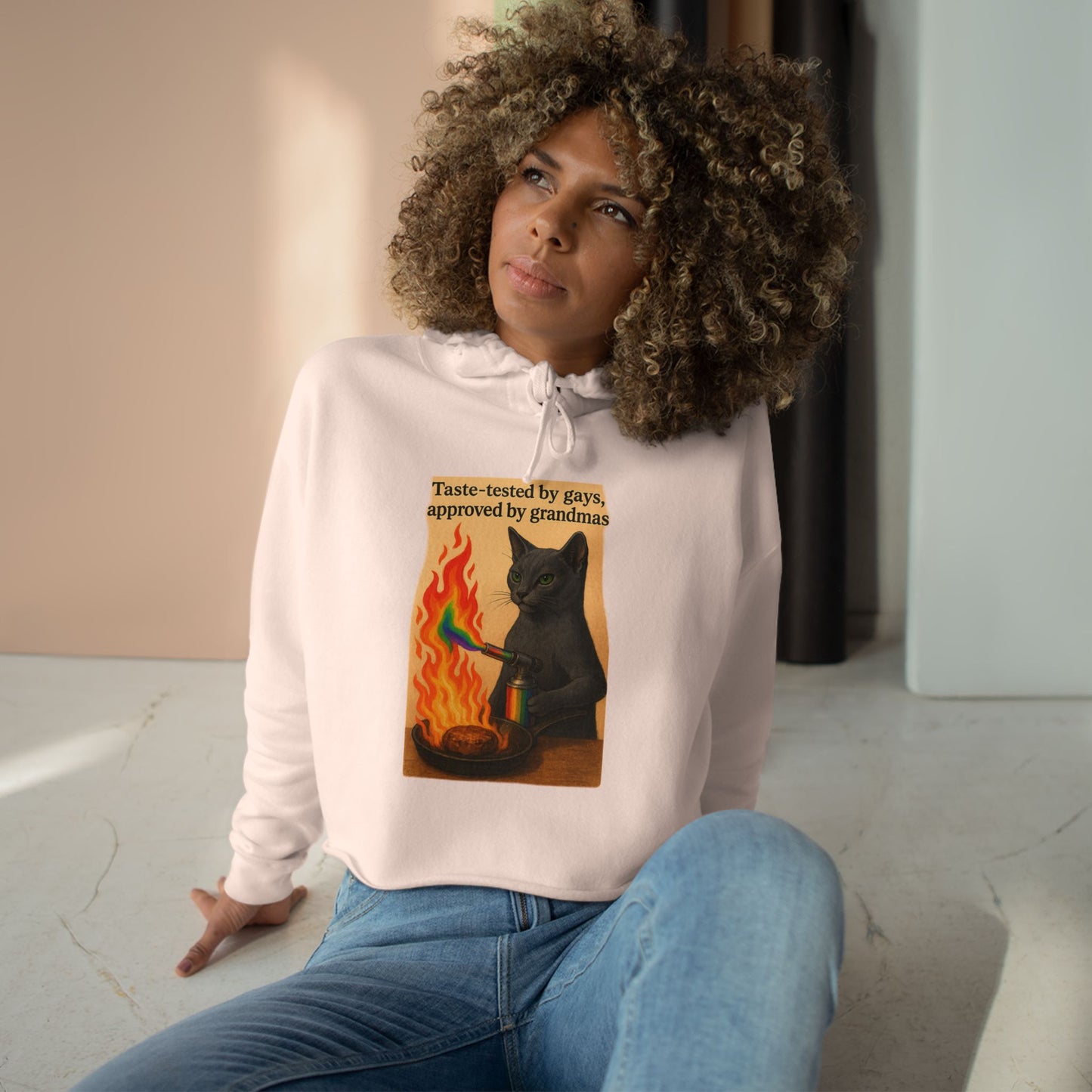 Cat Lover's Crop Hoodie - Funny Gift for Grandparents, Cute Animal Apparel, Cozy Streetwear, Unique Cat Design