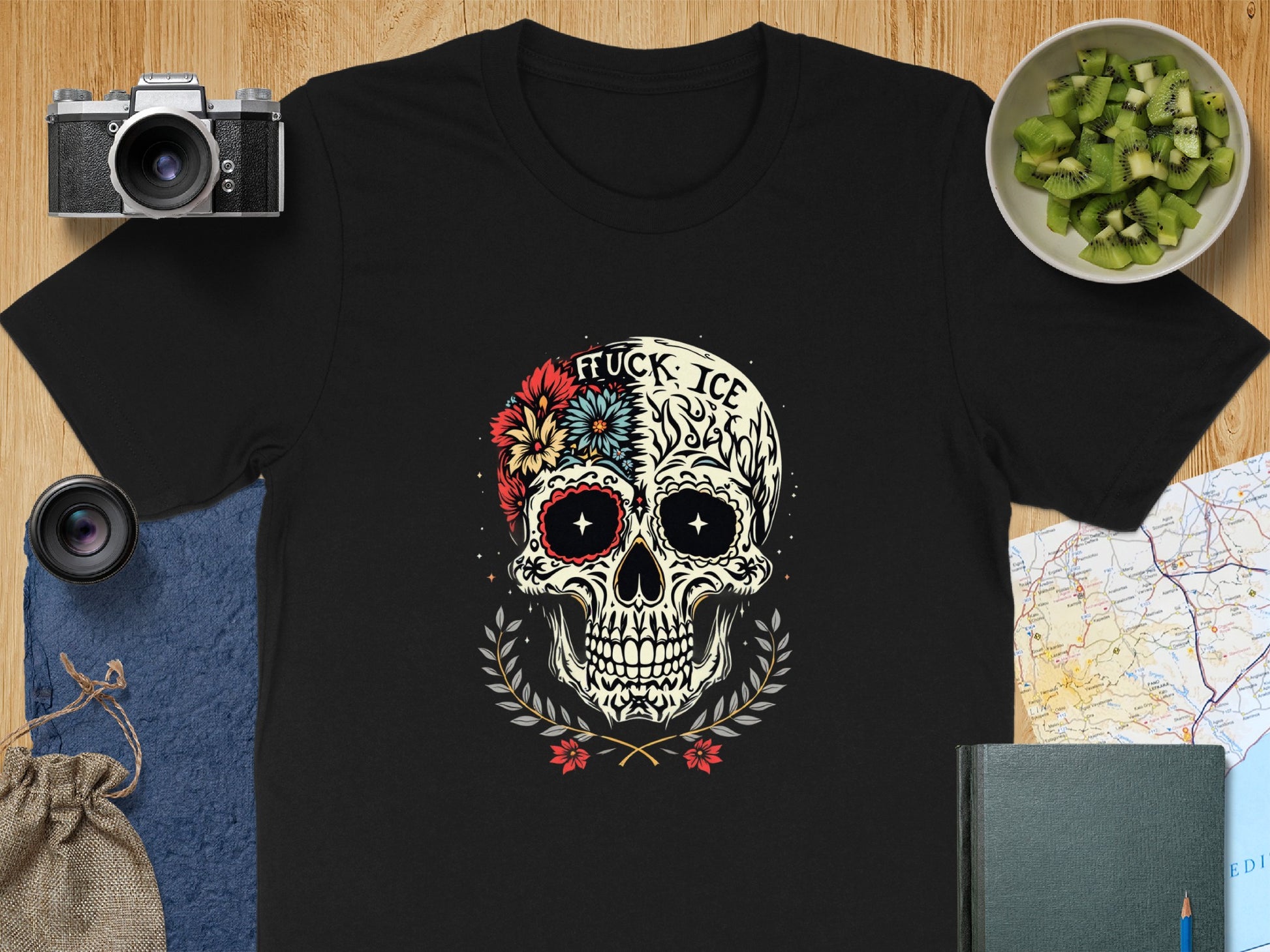 Colorful Skull Graphic Art T-shirt Unique Product Type