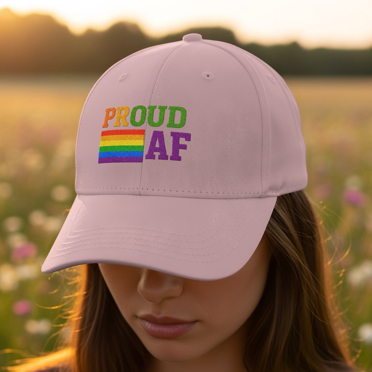 Proud AF with Rainbow Stripes Design Hat product