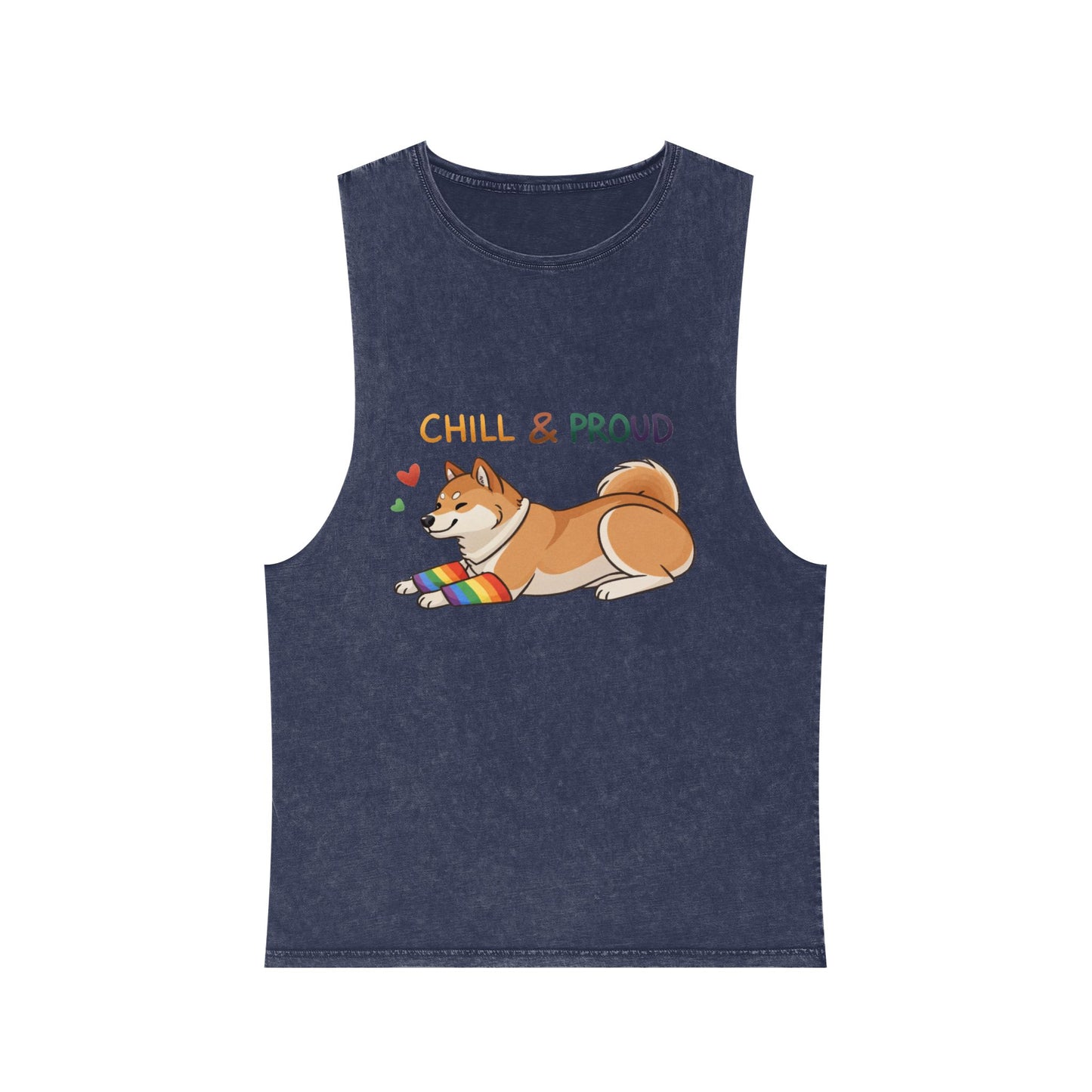 Chill & Proud Unisex Stonewash Tank Top - LGBTQ+ Pride Apparel