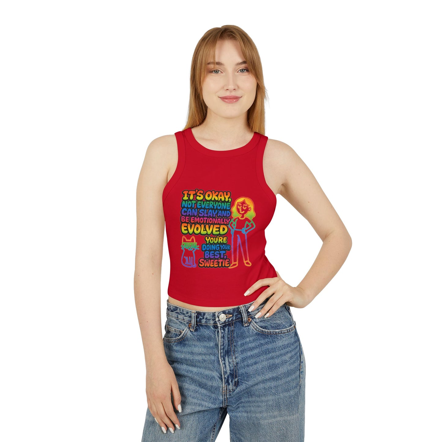 Pride Tank Top Motivational Women's Racer Tank Top - "You're Doing Your Best, Sweetie"