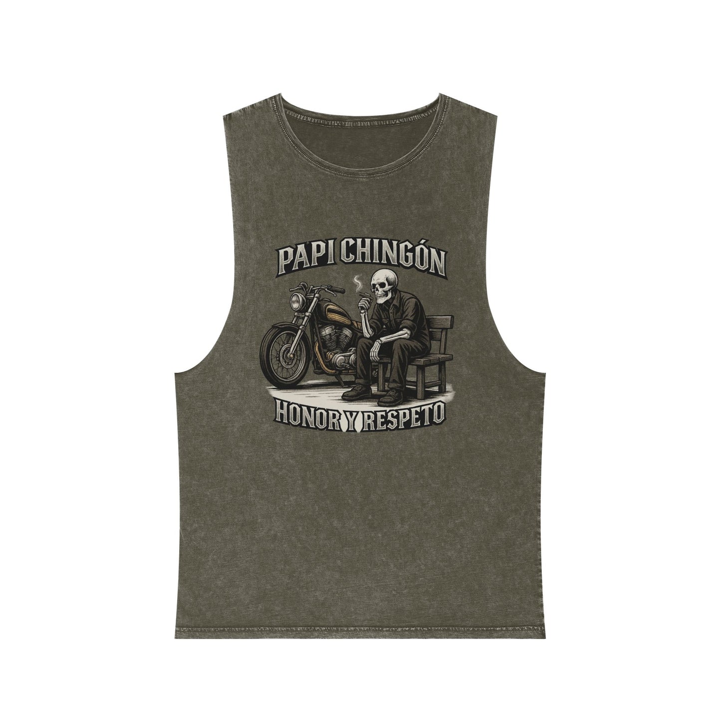 Skull Moto Graphic Tank Top - Papi Chingón, Unisex Summer Apparel, Motorcycle Gift, Festival Wear, Casual Vintage Style