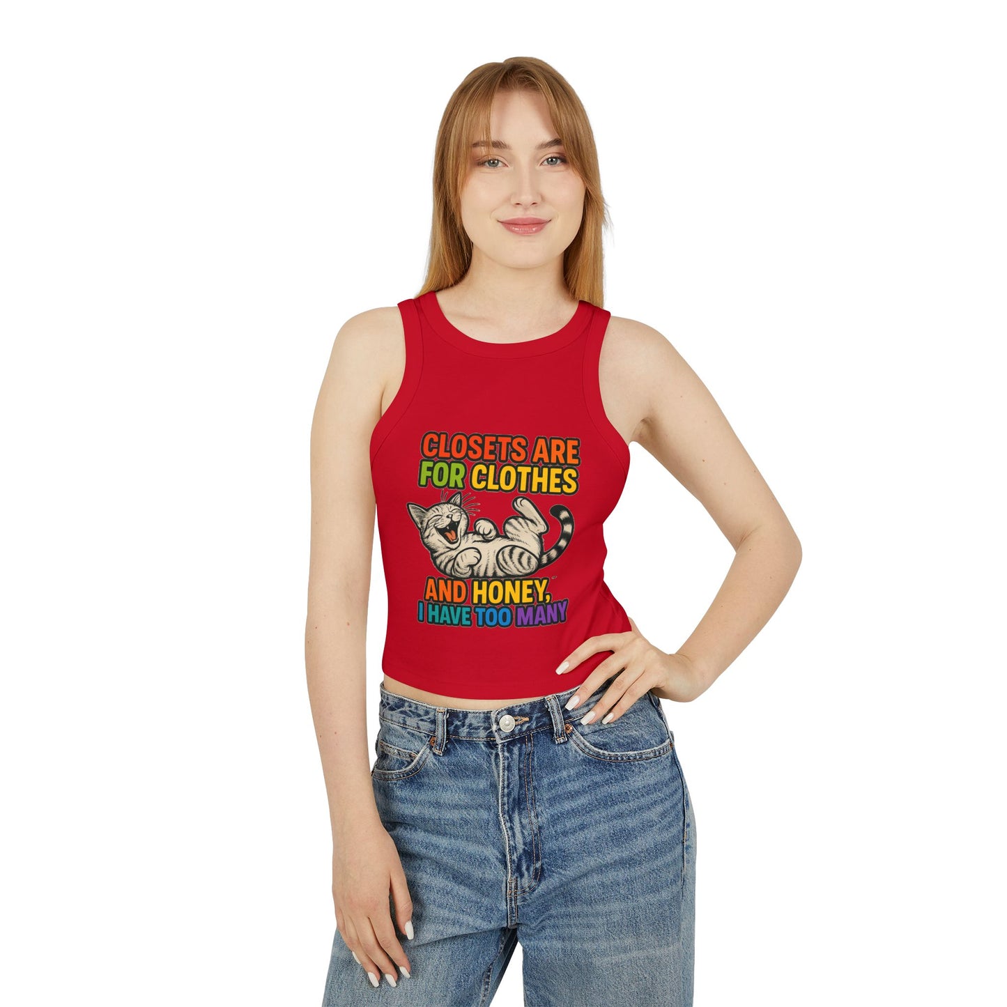 Pride Tank Top Funny Cat Love Women's Racer Tank Top - 'Closets Are For Clothes'