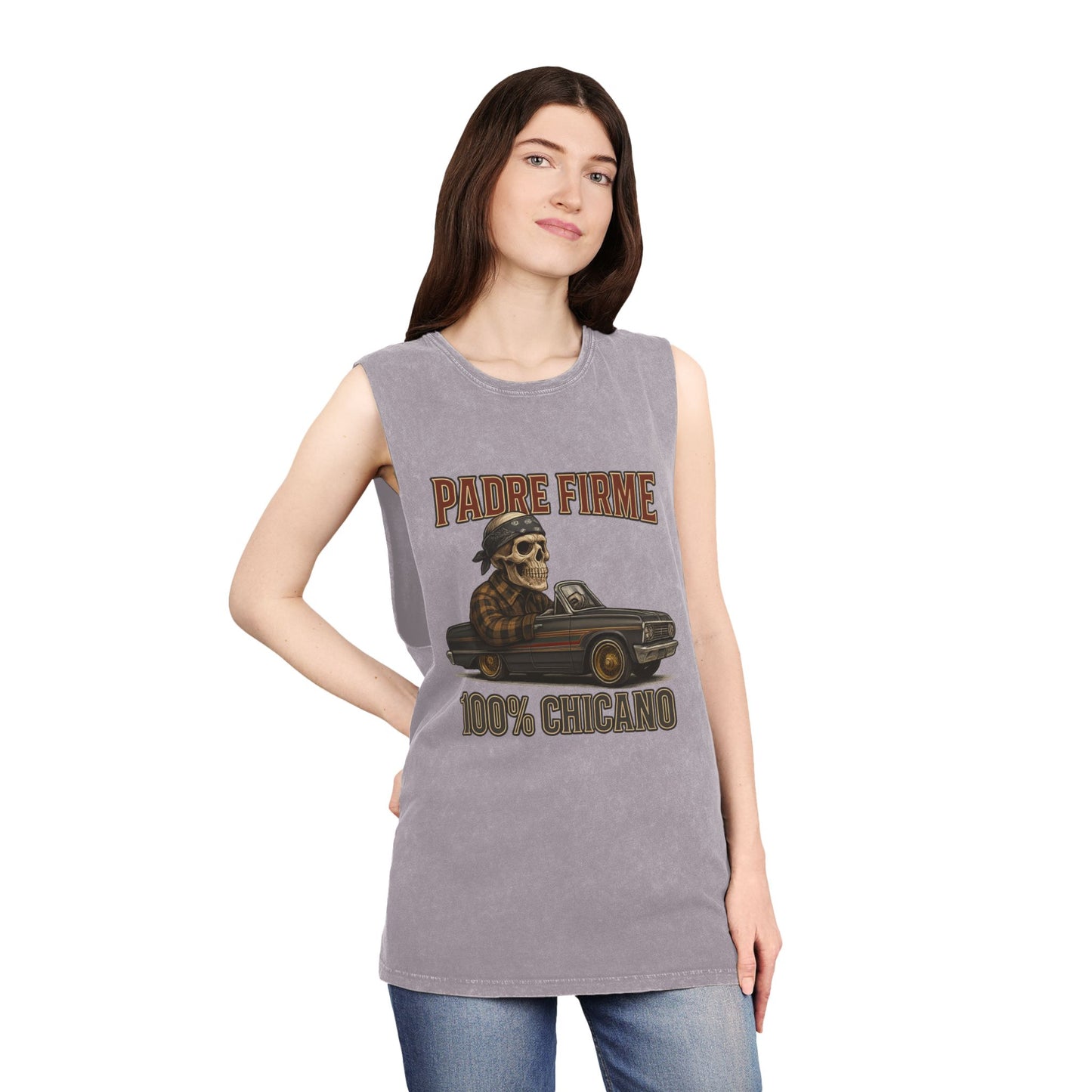 Chicano-Inspired Stonewash Tank Top, Vintage Vibe Tee, Perfect for Summer, Festival Wear, Ideal Gift for Music Lovers