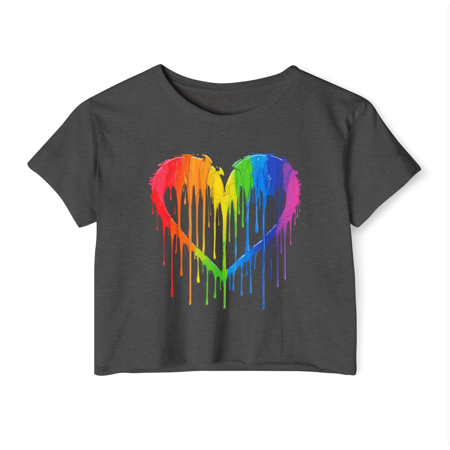 Pride corp top Rainbow Heart Women’s Festival Crop Top - Vibrant and Fun Summer Wear