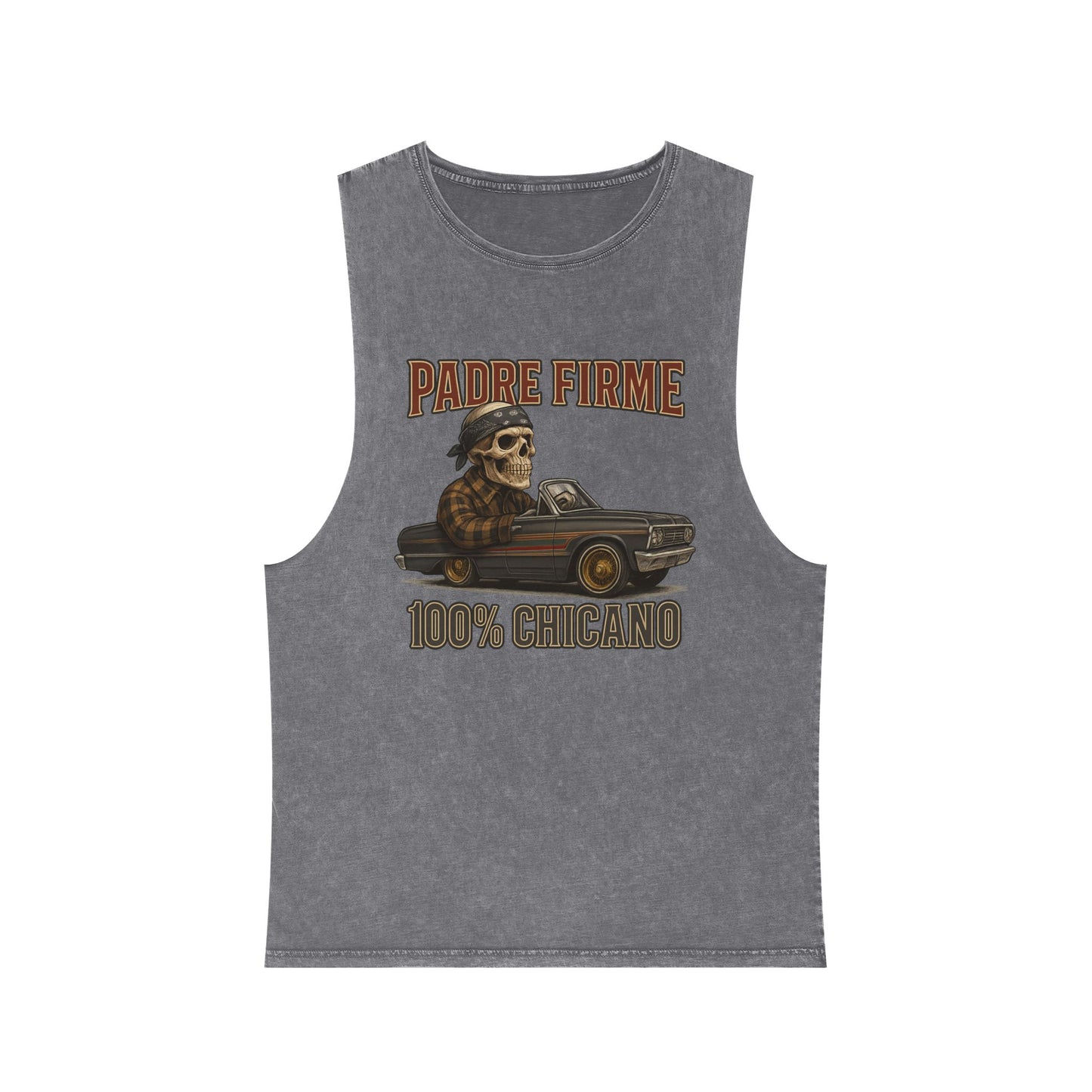 Chicano-Inspired Stonewash Tank Top, Vintage Vibe Tee, Perfect for Summer, Festival Wear, Ideal Gift for Music Lovers