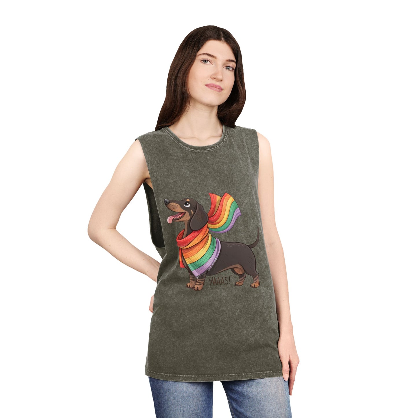 Pride Dachshund Stonewash Tank Top - Unisex Casual Wear