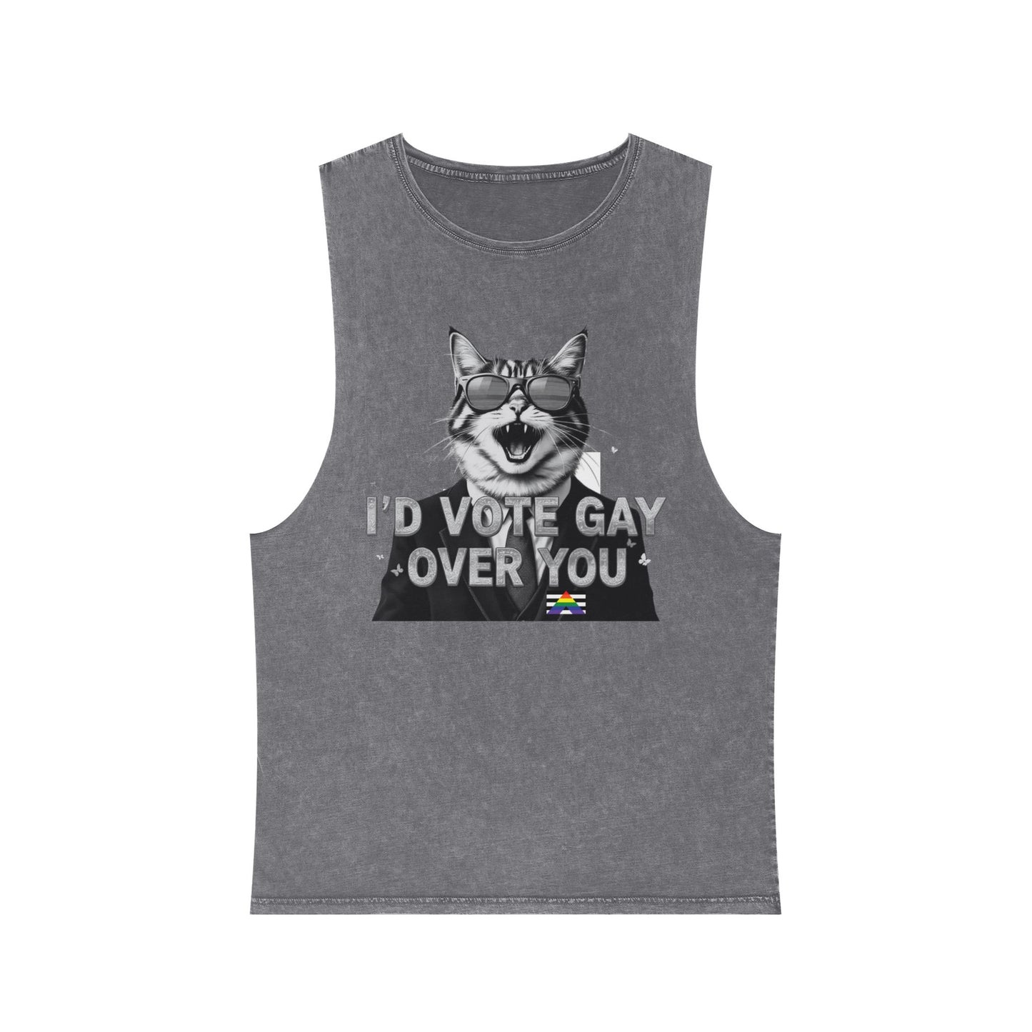Unisex Stonewash Tank Top - I'd Vote Gay Over You - LGBTQ+ Pride Apparel