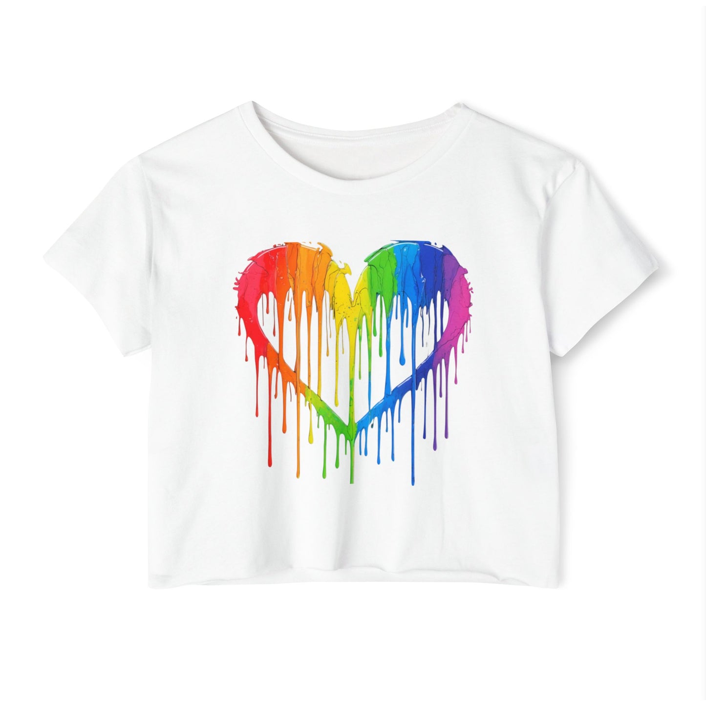 Pride corp top Rainbow Heart Women’s Festival Crop Top - Vibrant and Fun Summer Wear