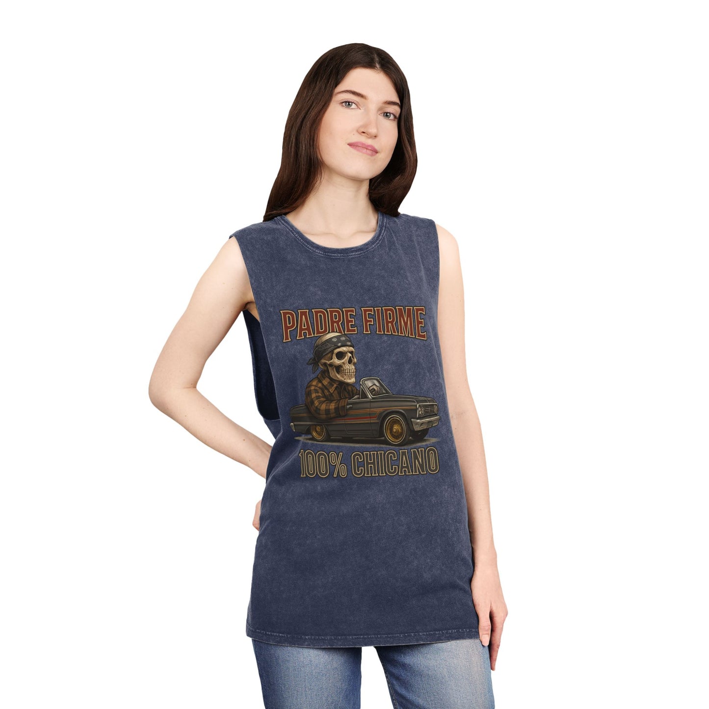 Chicano-Inspired Stonewash Tank Top, Vintage Vibe Tee, Perfect for Summer, Festival Wear, Ideal Gift for Music Lovers