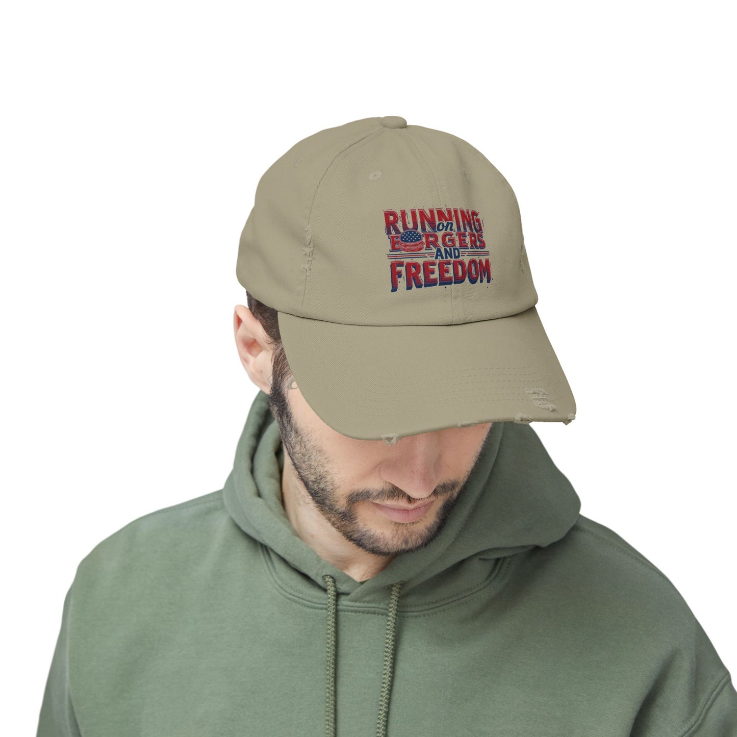Unisex Distressed Cap - Running for Freedom Vintage Style Hat
